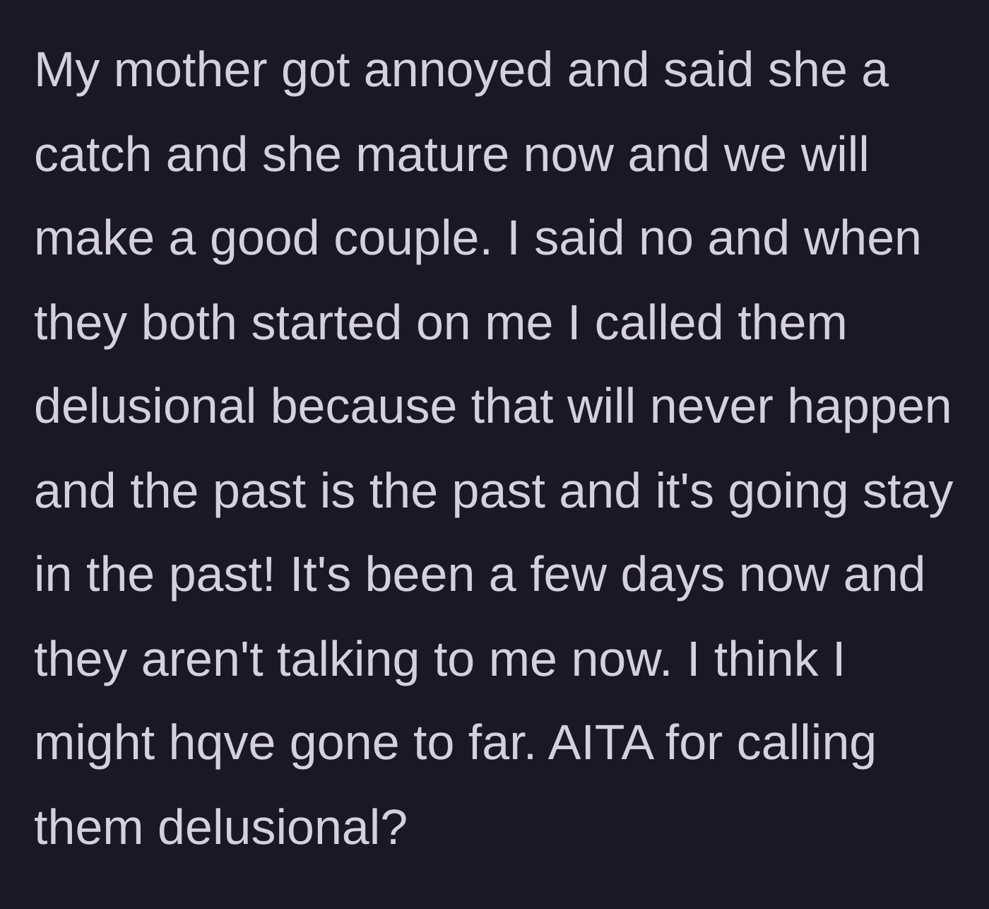 Story part 5 - The son enforcing his boundaries and calling out the delusion