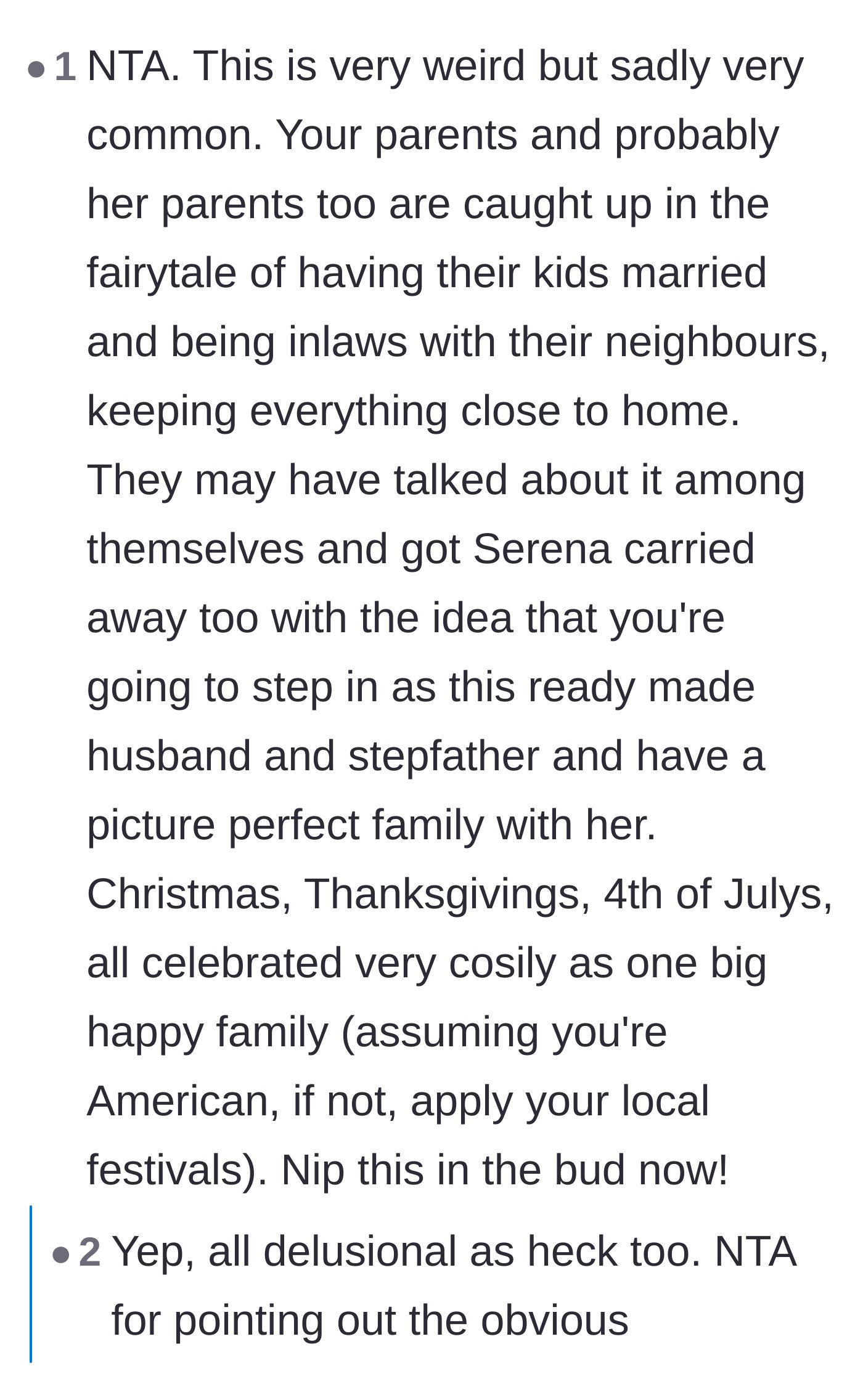 Comment thread 1 - Breaking down the parents' picture-perfect neighborhood fairytale and holiday fantasies.