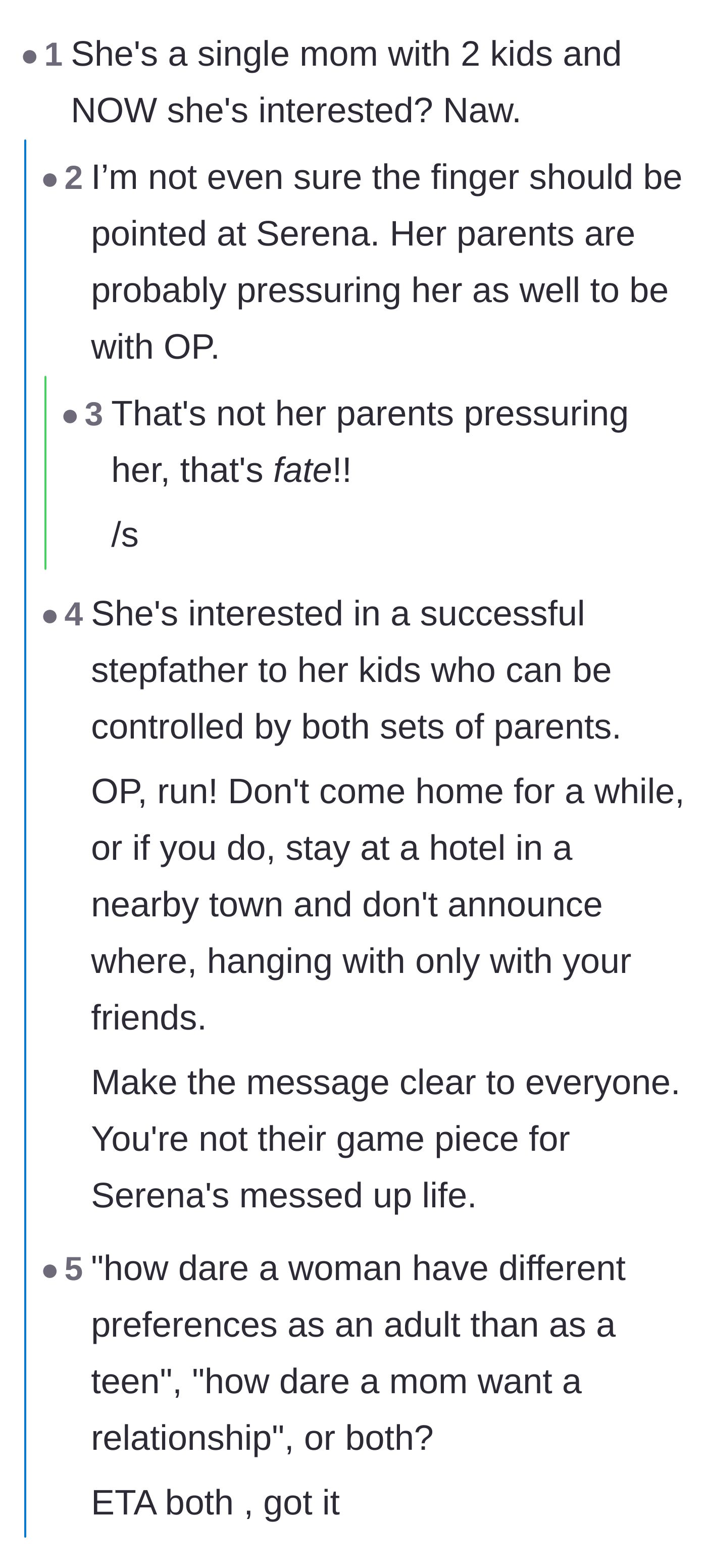 Comment thread 2 - A fiery debate over Serena's true intentions and the audacity of treating the main character as a backup plan.