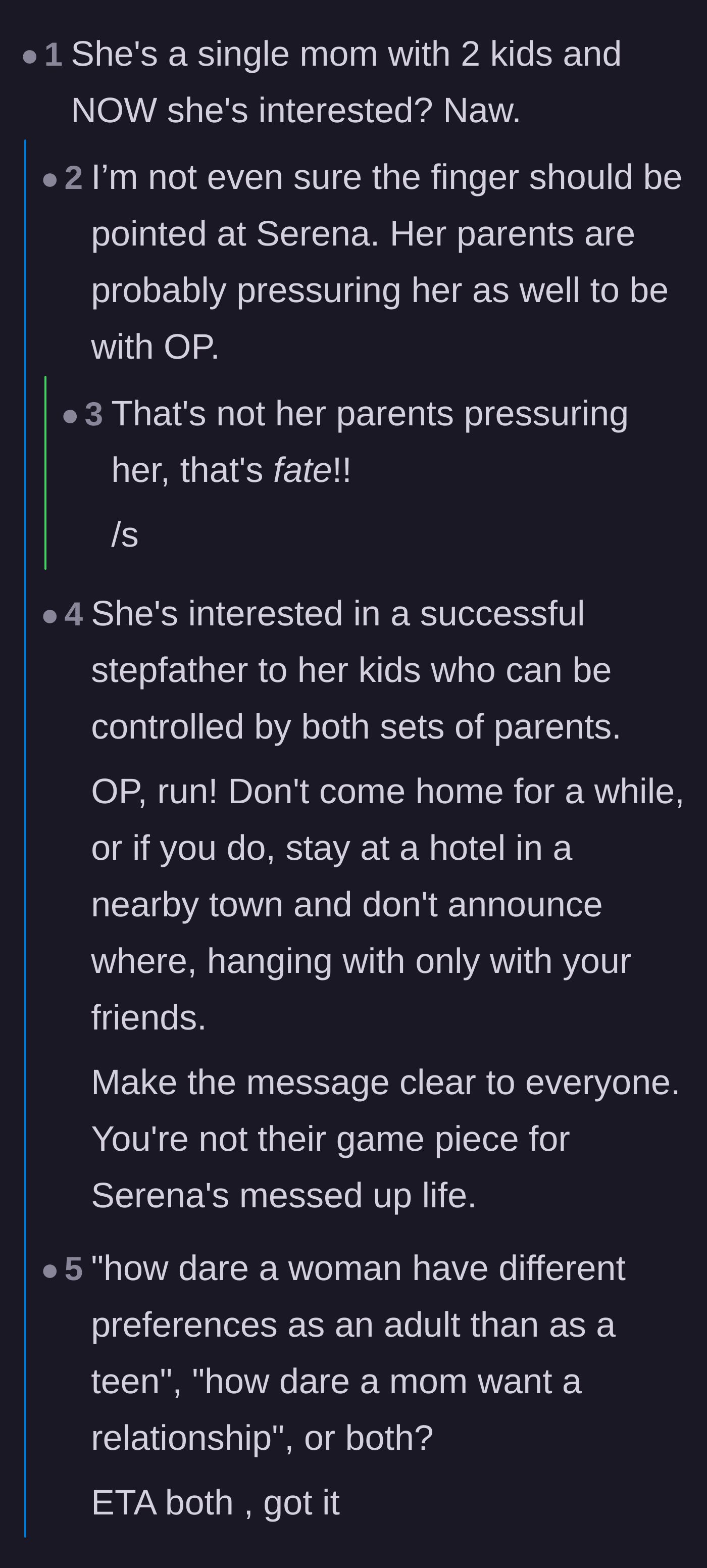 Comment thread 2 - A fiery debate over Serena's true intentions and the audacity of treating the main character as a backup plan.