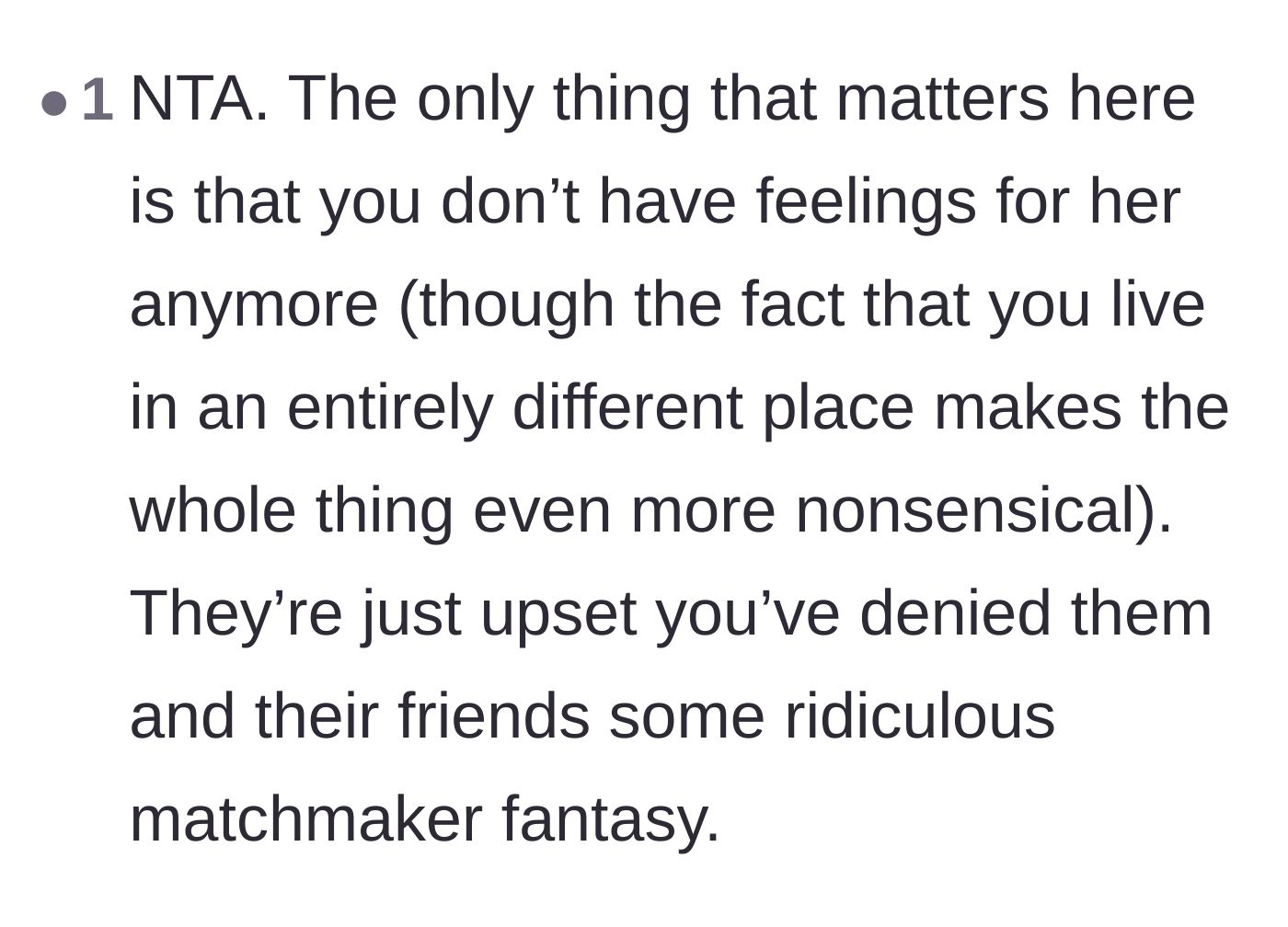 Comment thread 5 - Pointing out the logistical absurdity of the parents' matchmaking fantasy.