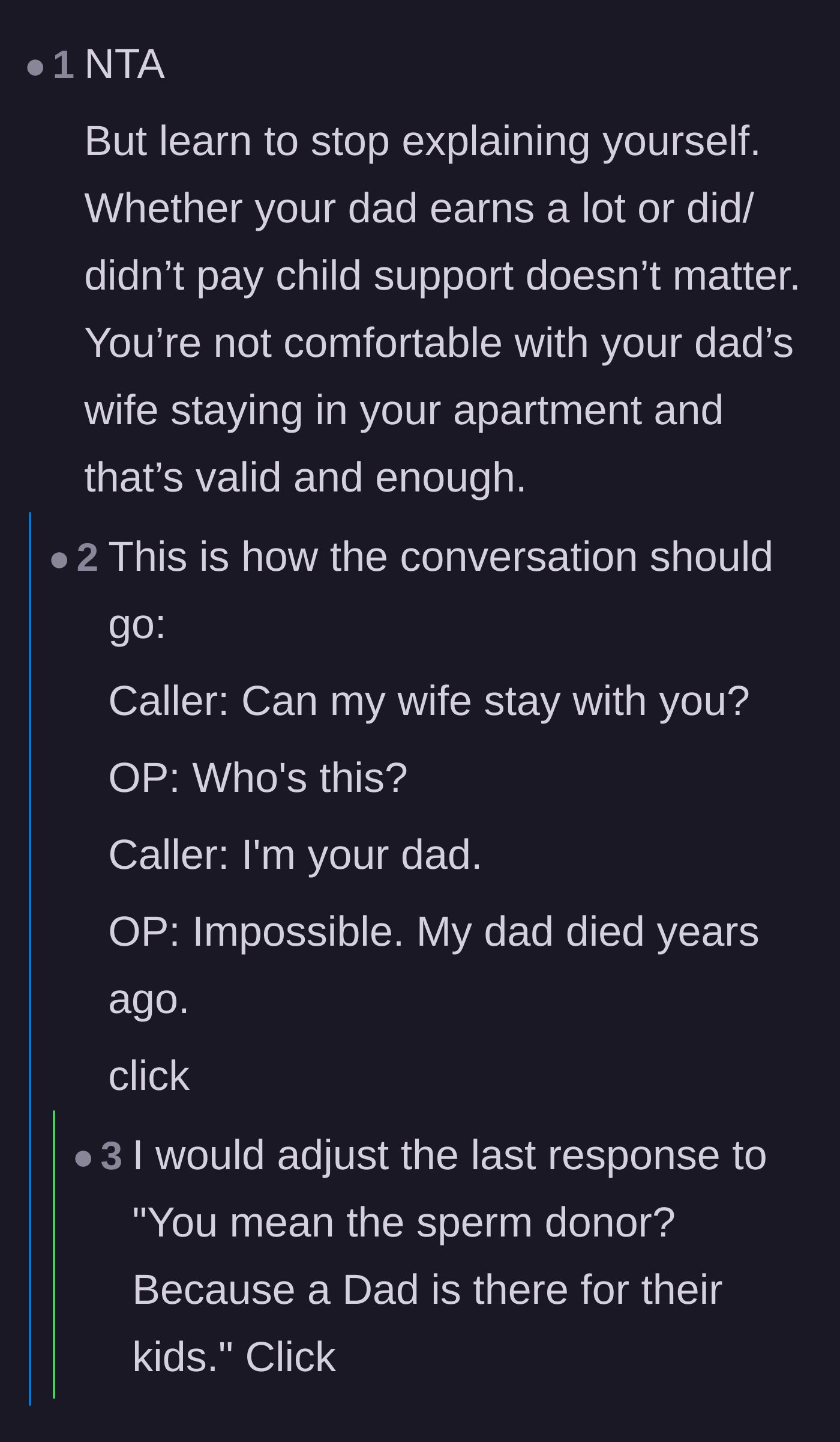 Comment thread 5 - Emphasizing that 'no' is a complete sentence that requires zero justification