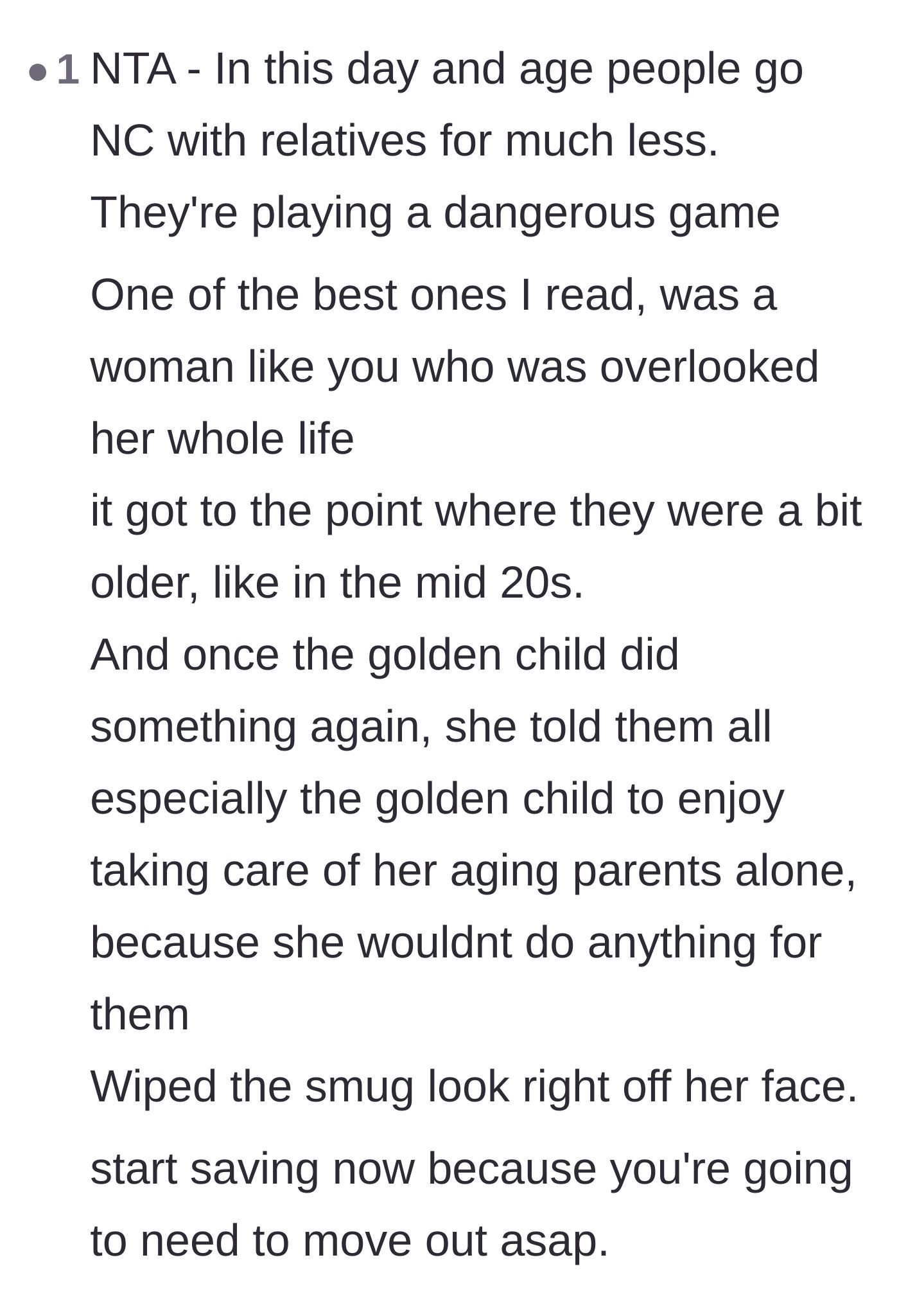 Comment thread 3 - A commenter pointing out that the parents are playing a dangerous game and will eventually be left relying solely on the spoiled sibling for elder care.