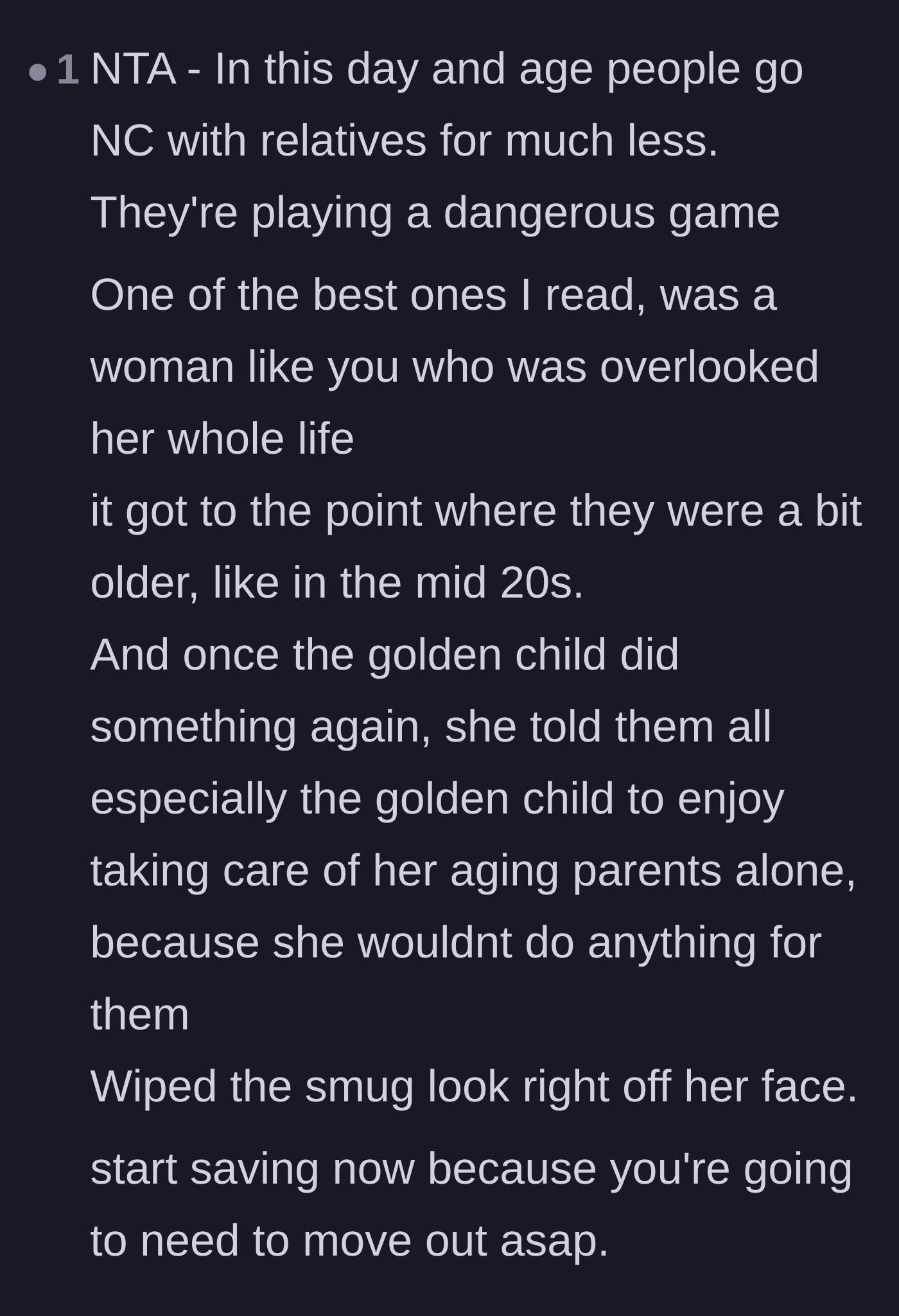 Comment thread 3 - A commenter pointing out that the parents are playing a dangerous game and will eventually be left relying solely on the spoiled sibling for elder care.