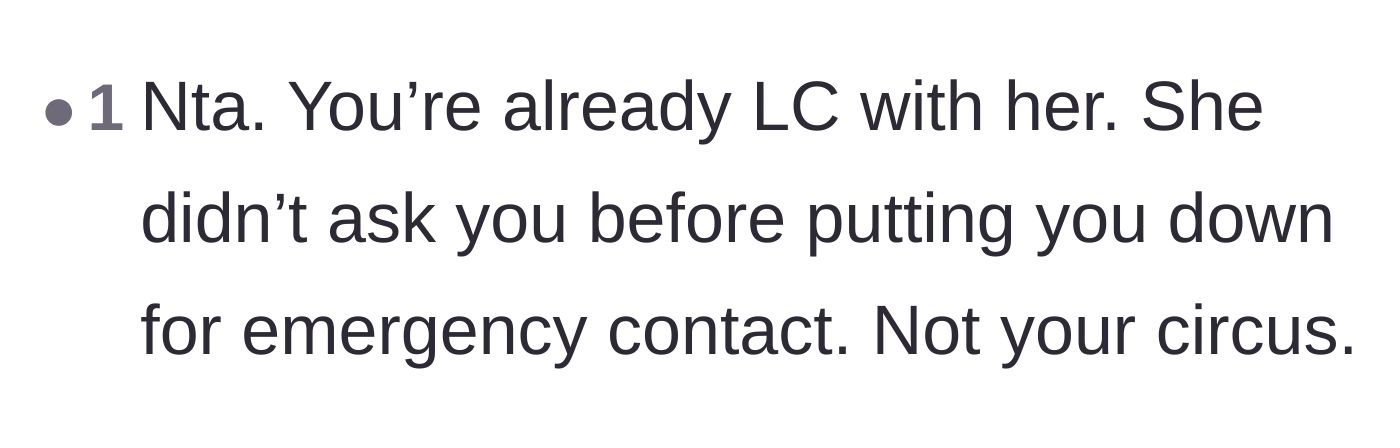 Comment thread 3 - Affirming that being low contact means the mother's problems are not the daughter's responsibility.