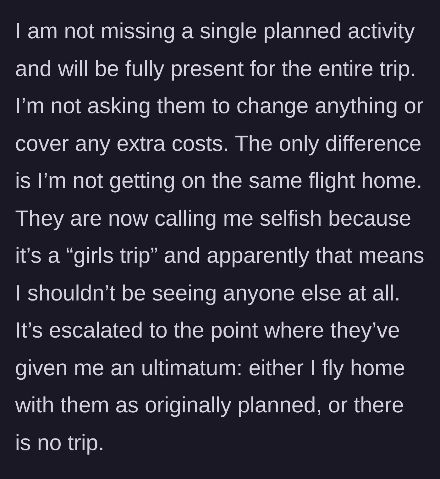 Story part 2 - A frustrated young woman looking at her phone as text bubbles pop up with angry demands and an ultimatum from her friends.