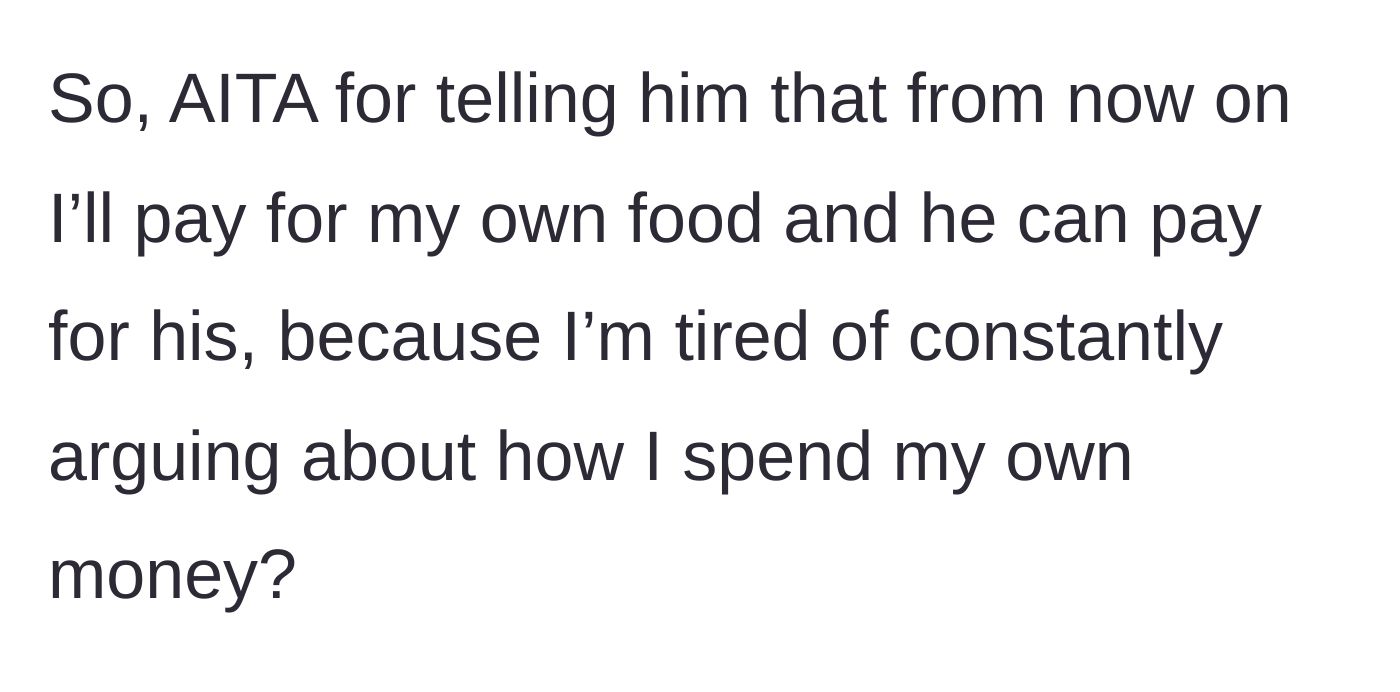 Screenshot of the final question asking if she is wrong for drawing a firm financial boundary.