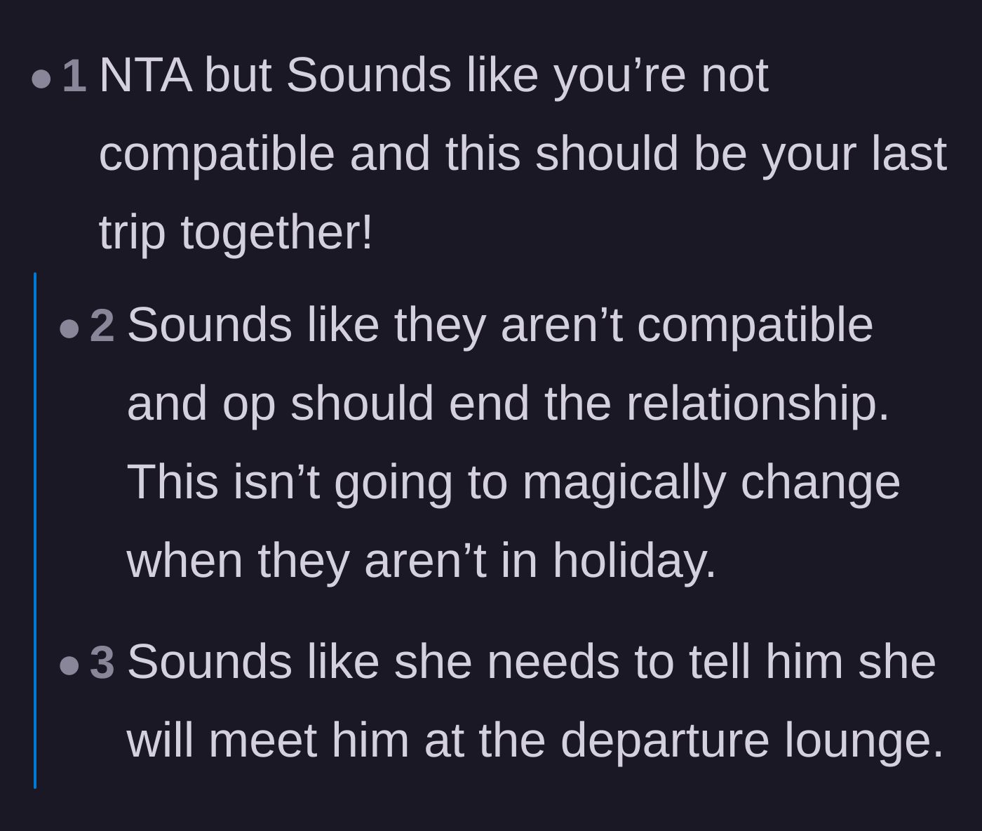 Comment thread advising the author that the relationship has run its course and they are fundamentally incompatible.
