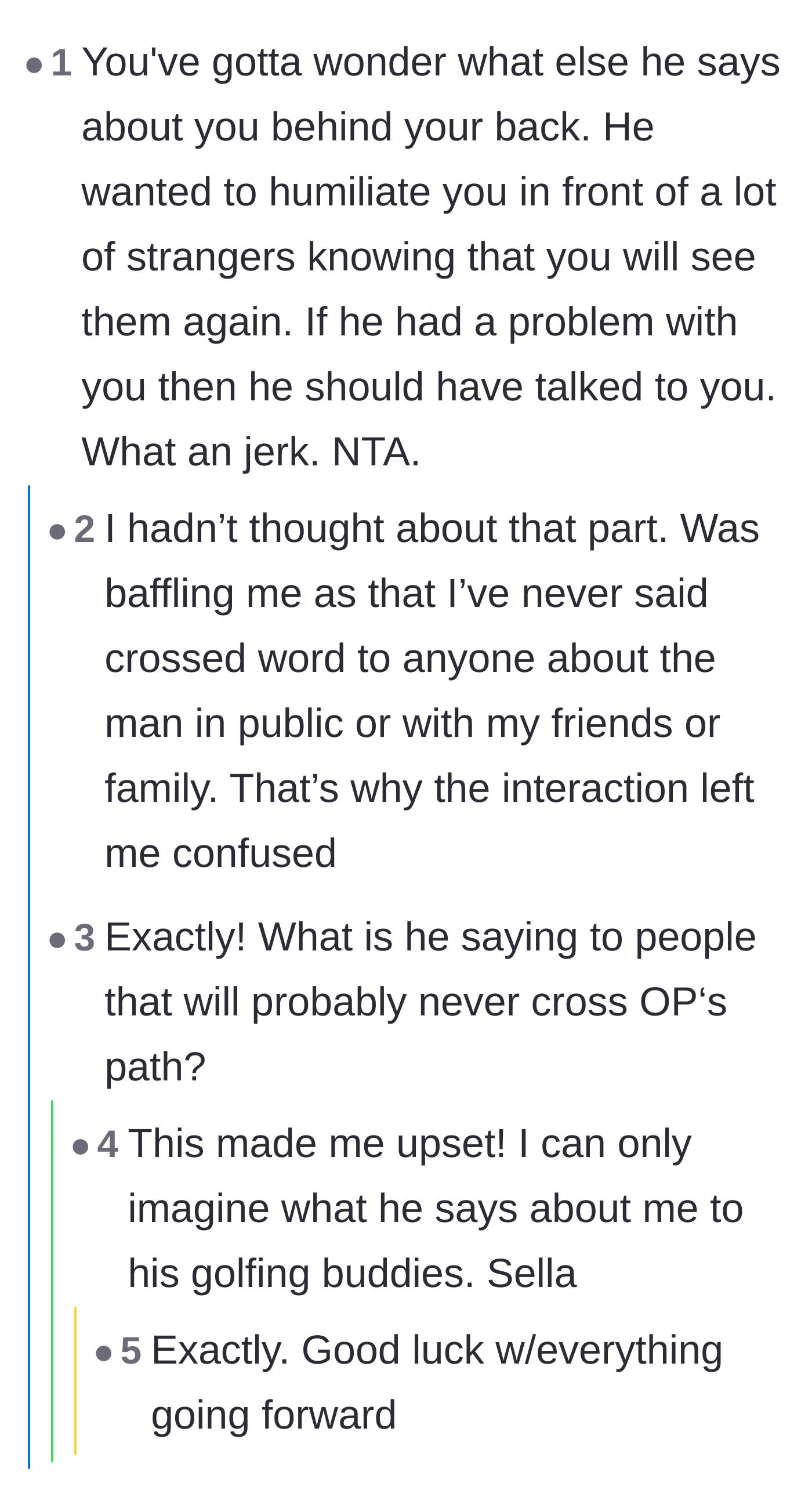 Comment thread 2 - Commenters discussing the disturbing implication of what else the boyfriend might be saying behind her back.
