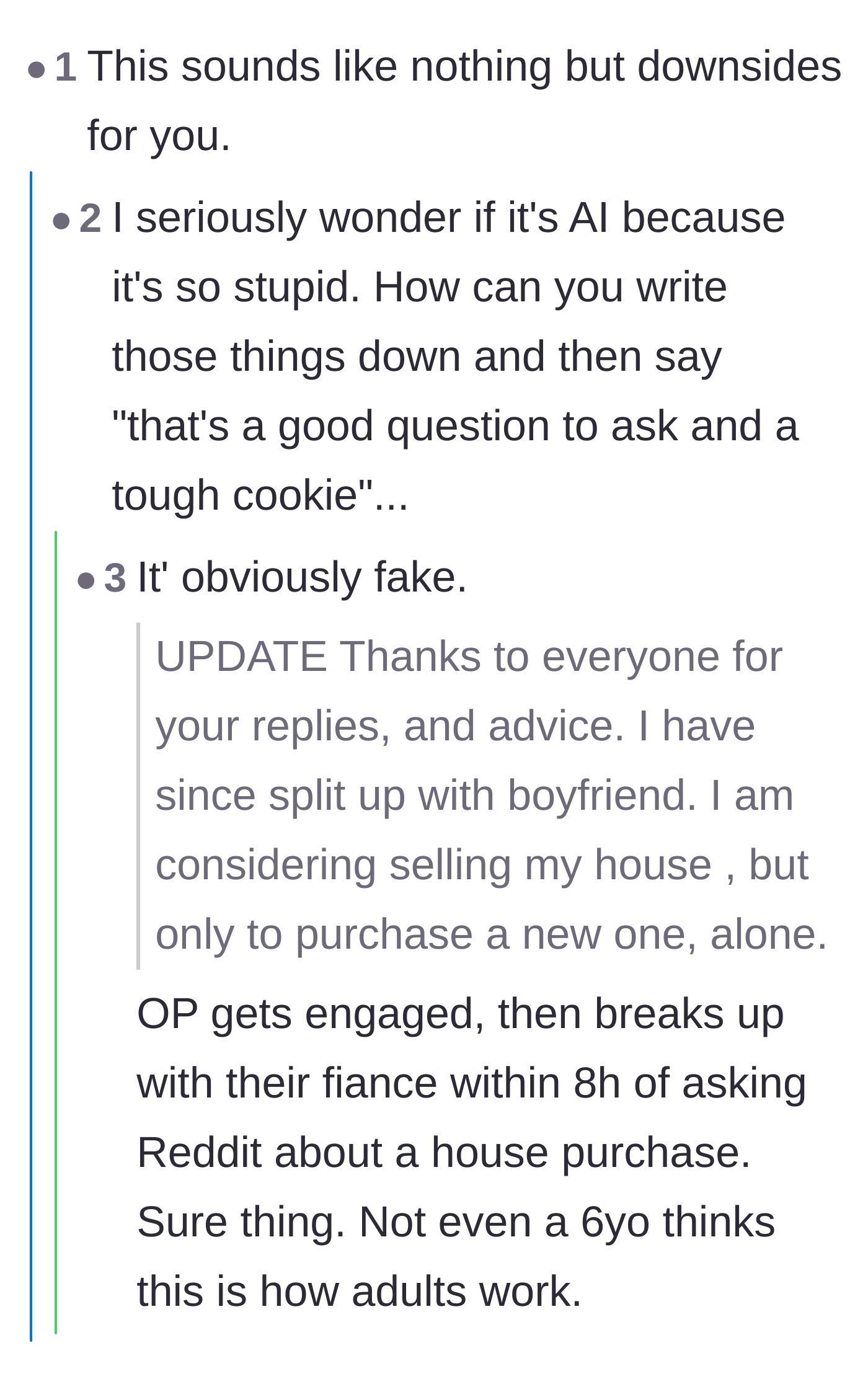 Comment thread 5 - Skeptical users questioning the incredibly fast timeline of the breakup update.