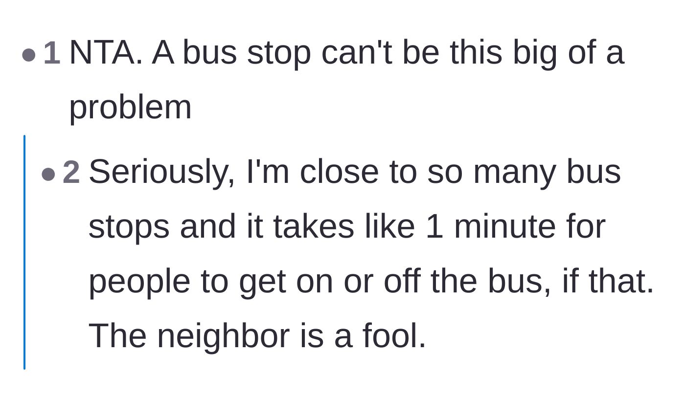 Comment thread 2 - Users pointing out that boarding a bus takes barely a minute and calling out the neighbor's impatience.