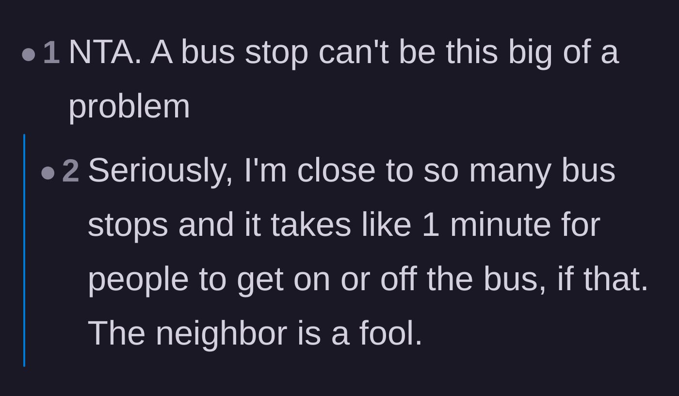 Comment thread 2 - Users pointing out that boarding a bus takes barely a minute and calling out the neighbor's impatience.