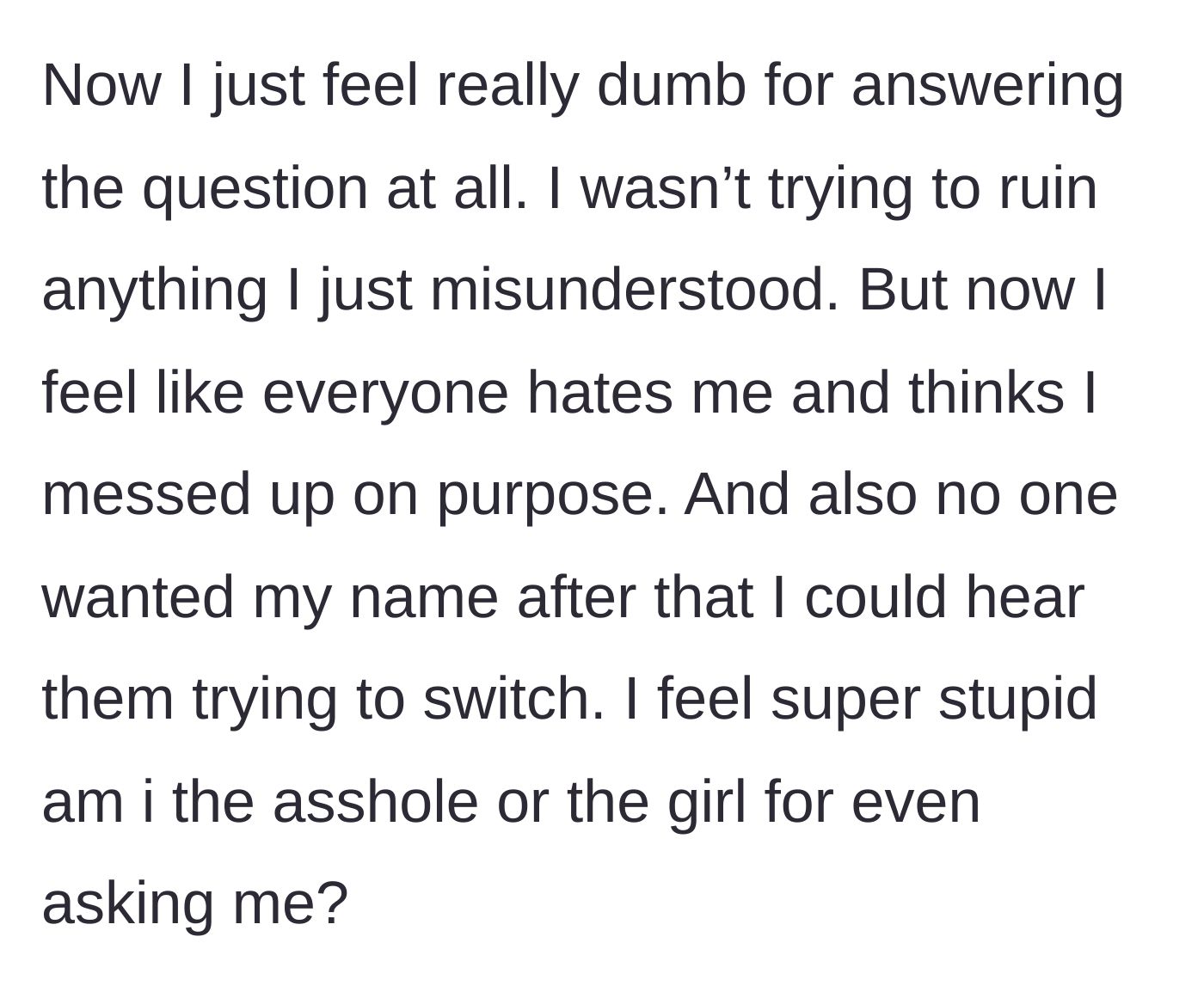 Story part 3 - The student listening from the hallway as nobody wants to draw her name, feeling completely alienated and hated.