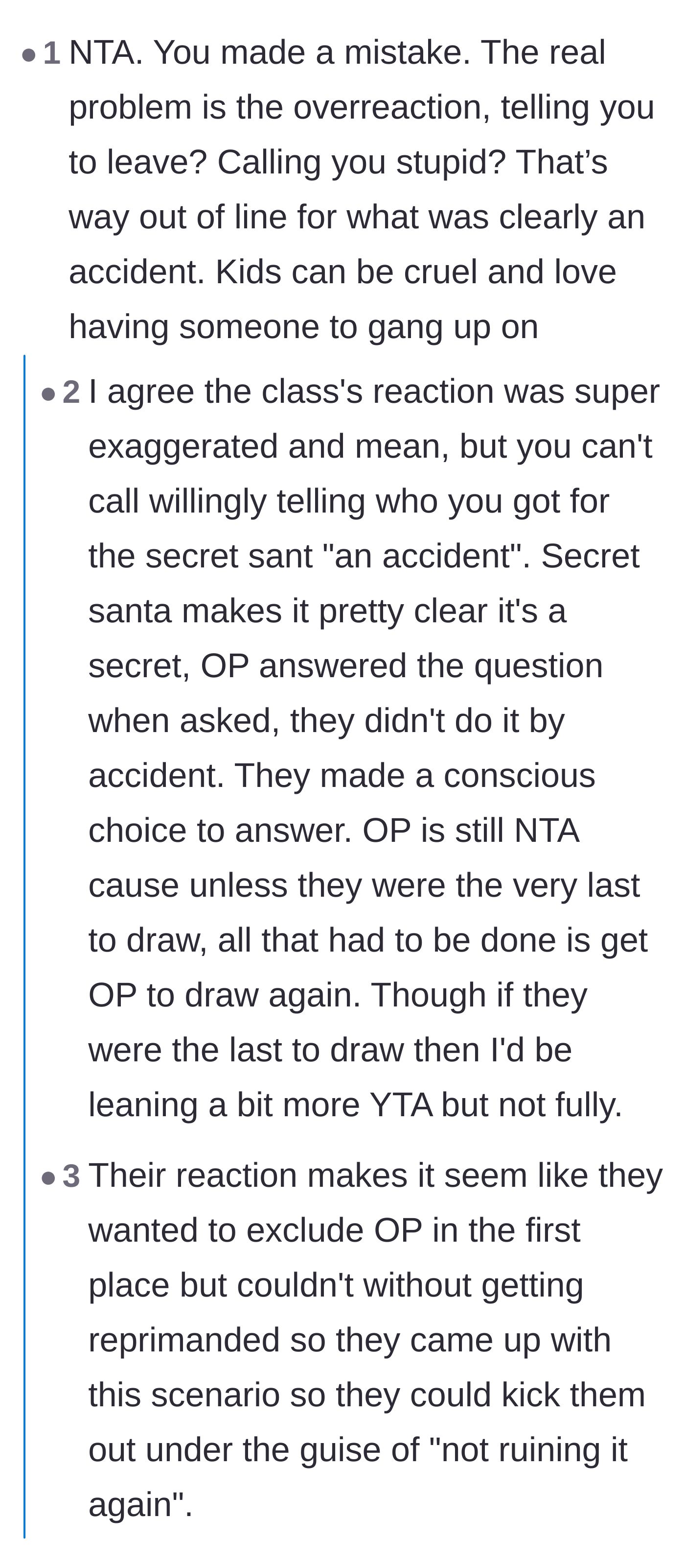 Comment thread 4 - Discussing how the class likely used the innocent mistake as a convenient excuse to exclude the student.