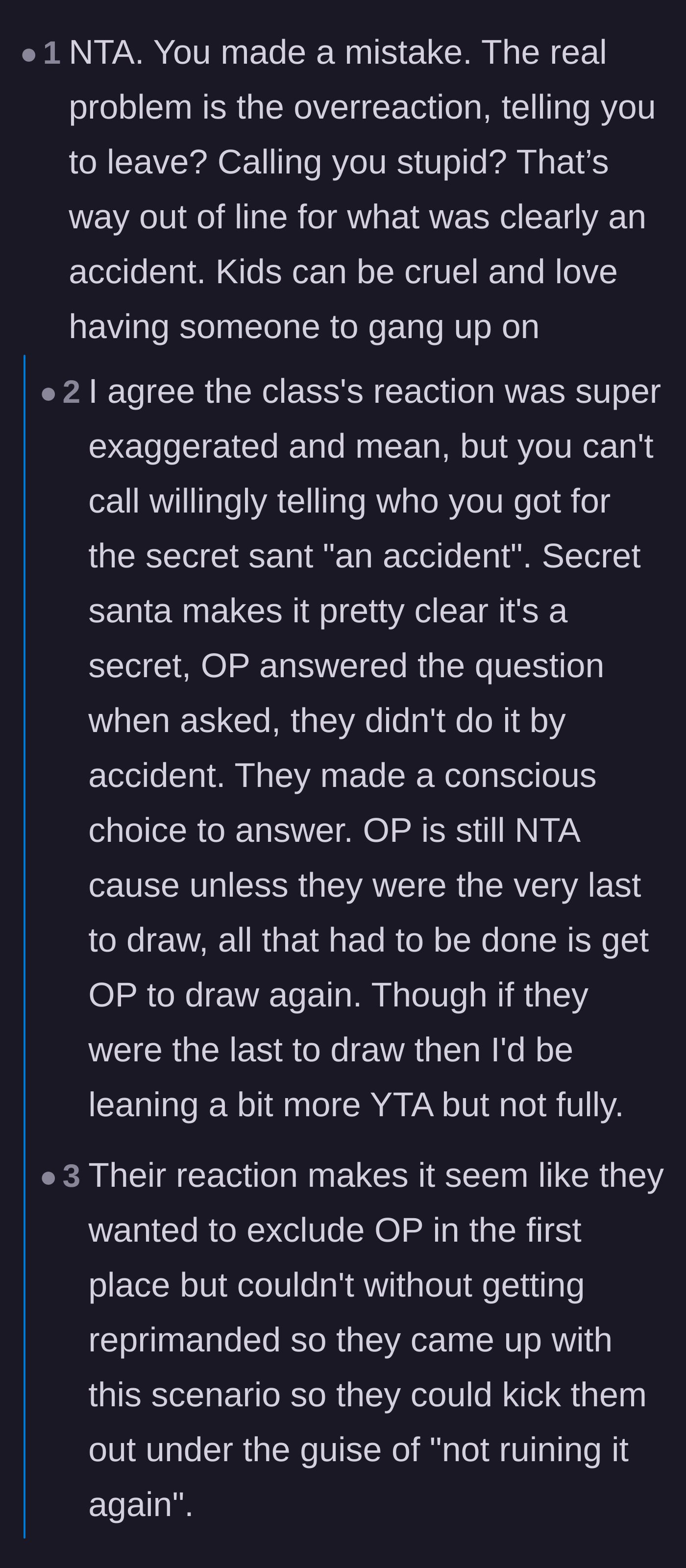 Comment thread 4 - Discussing how the class likely used the innocent mistake as a convenient excuse to exclude the student.