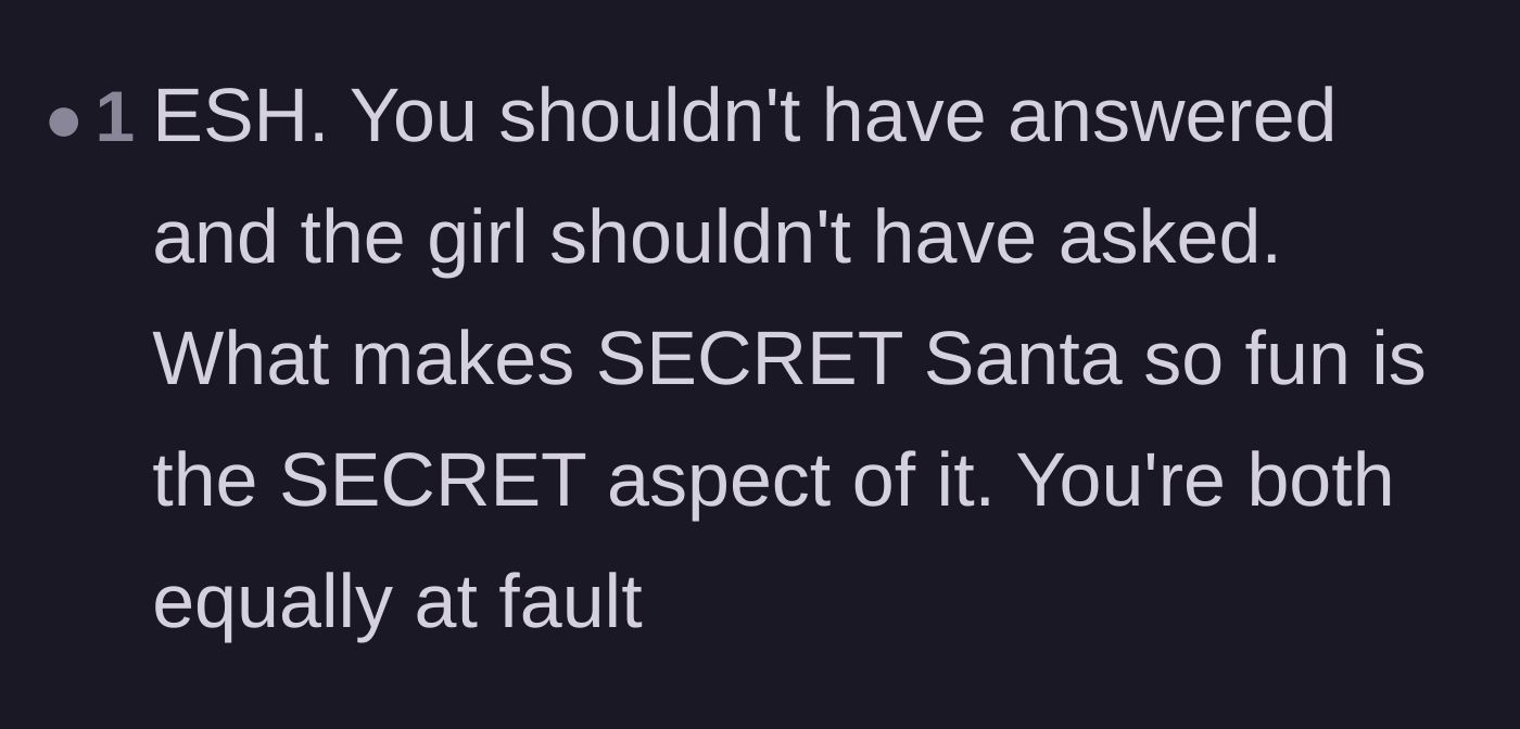 Comment thread 5 - Arguing that both girls are at fault because the word 'secret' is literally in the name of the game.