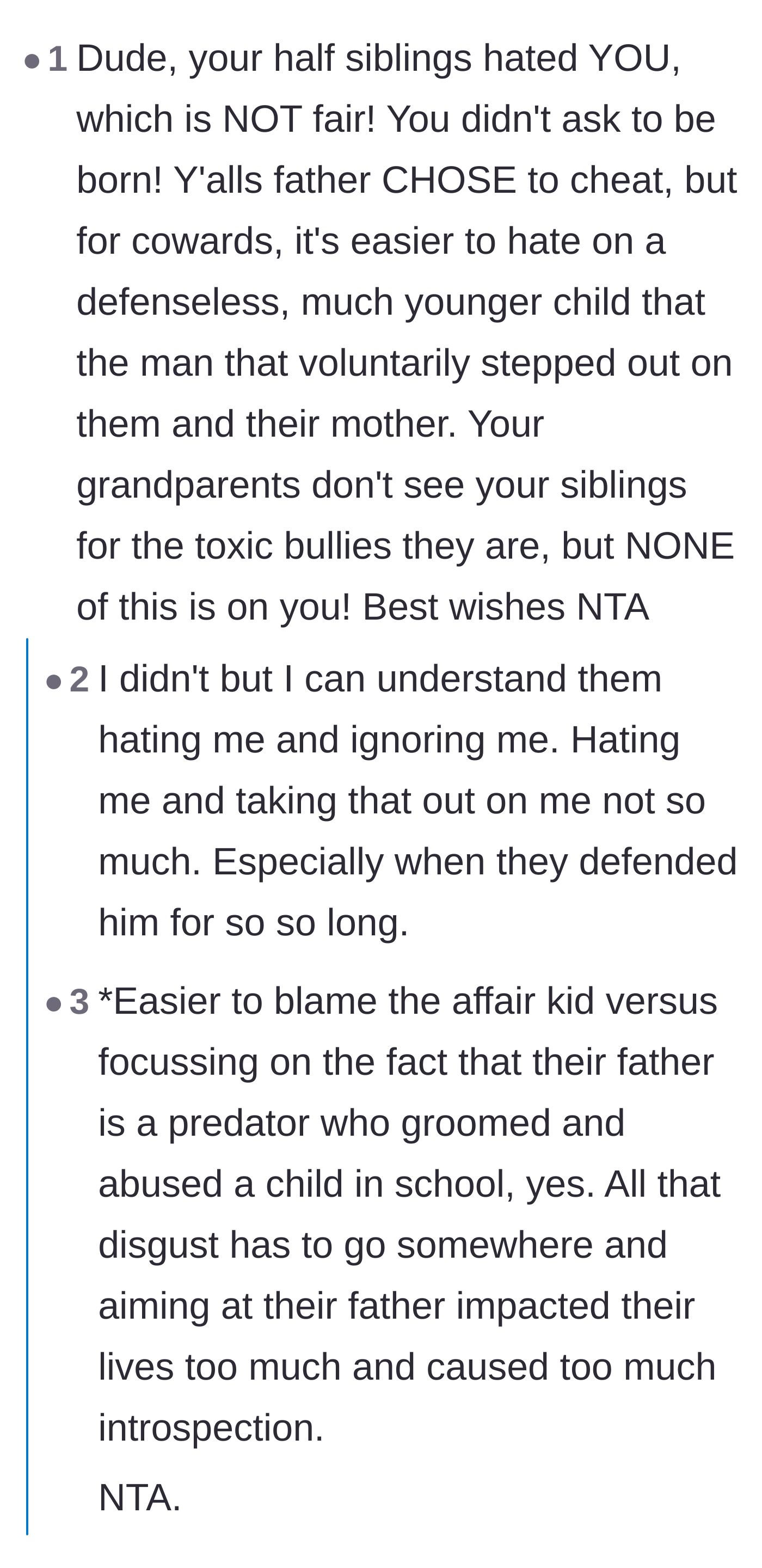 Comment thread 4 - A discussion about how cowards target defenseless children rather than confronting the adult who actually broke the family.