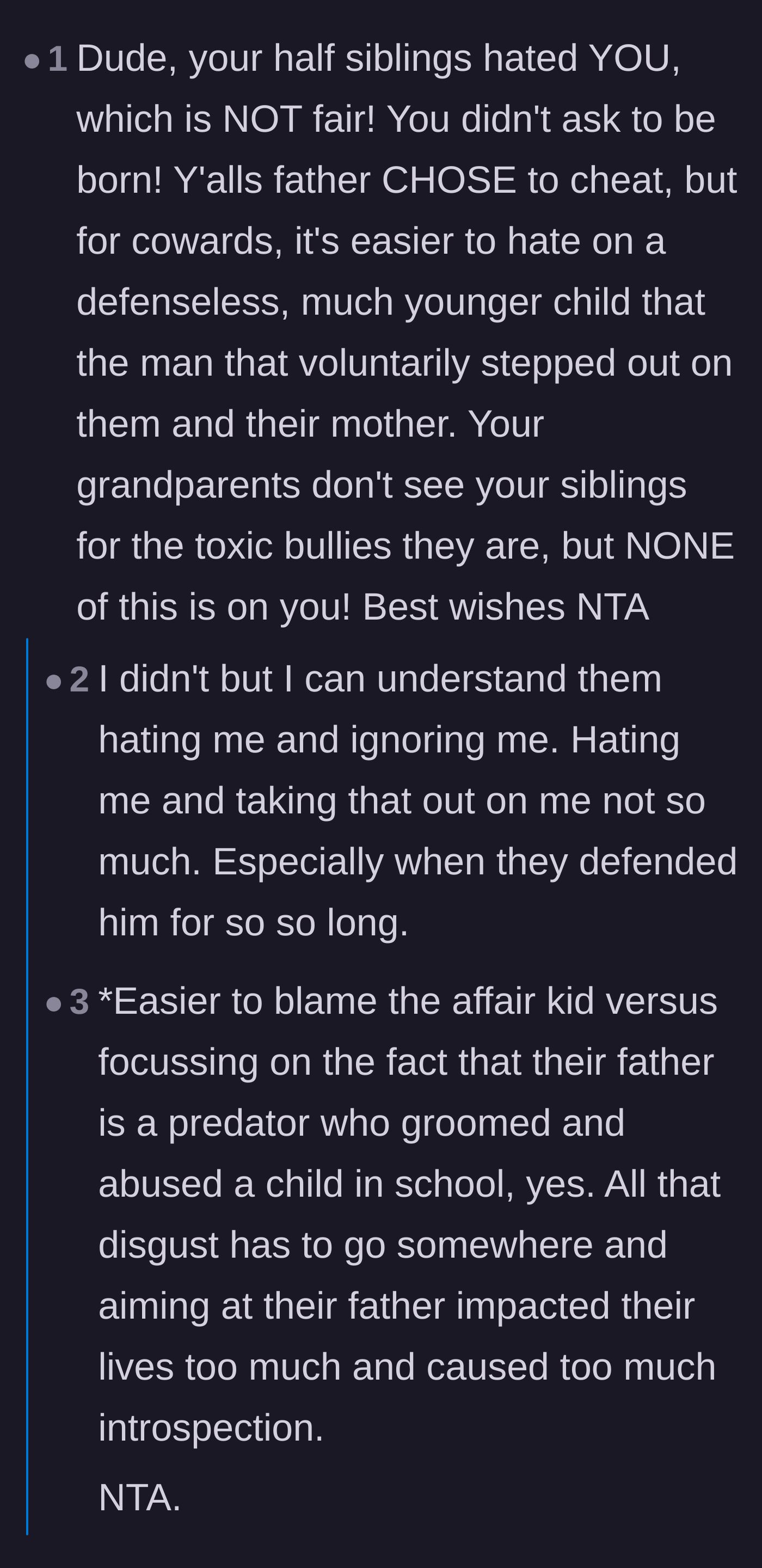 Comment thread 4 - A discussion about how cowards target defenseless children rather than confronting the adult who actually broke the family.