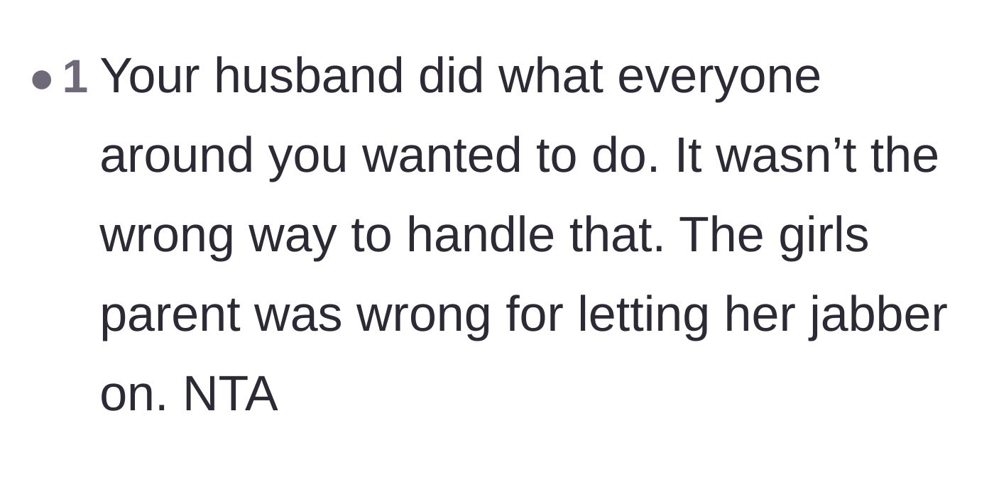 Comment thread 5 - Praise for the husband acting as the voice of the people and doing what everyone else wanted to do.