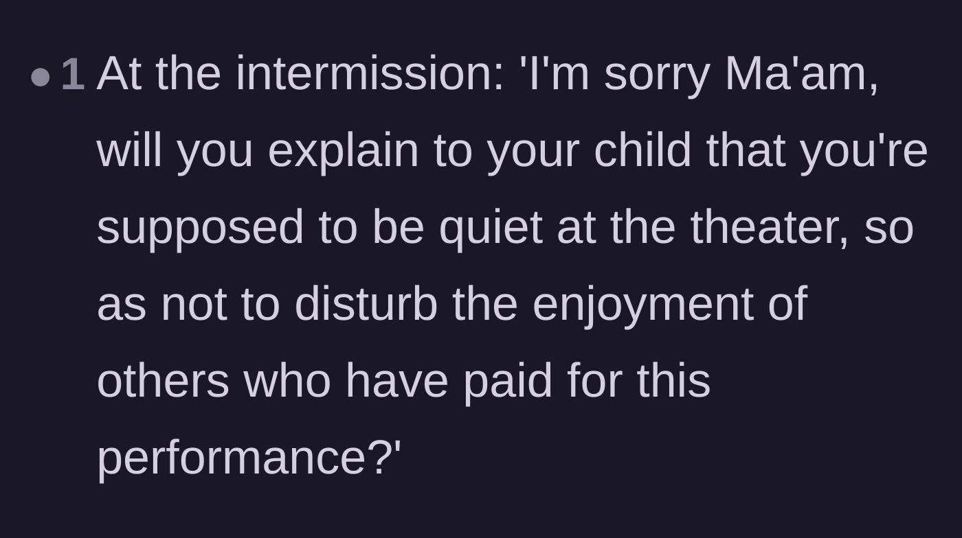 Comment thread 6 - A suggested polite script to use on the mother during the intermission.