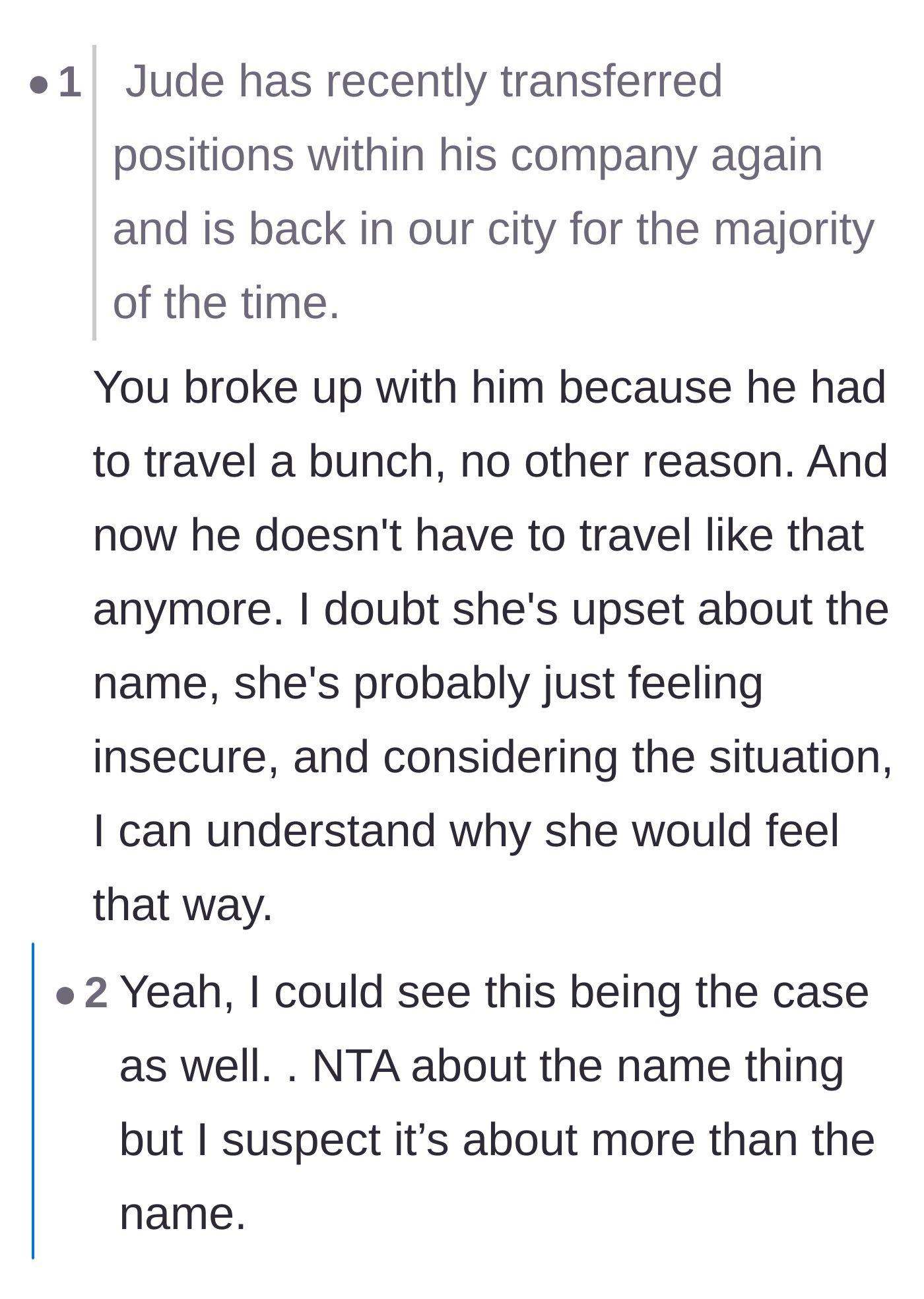 Comment thread 1 - Readers dissecting the narrator's shady comment history and realizing the girlfriend's jealousy is completely justified.