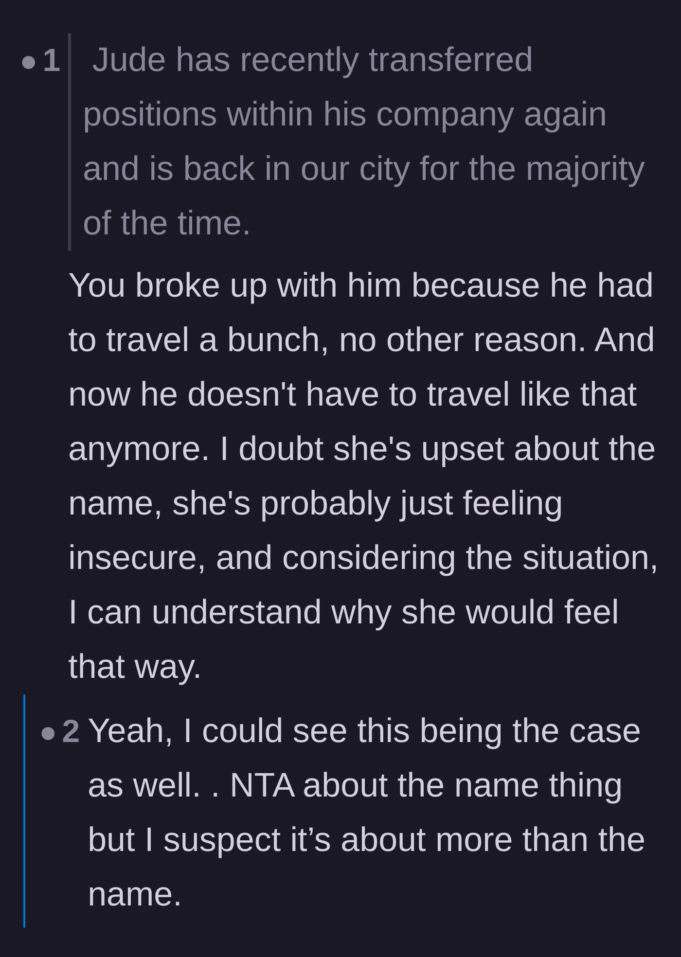 Comment thread 1 - Readers dissecting the narrator's shady comment history and realizing the girlfriend's jealousy is completely justified.