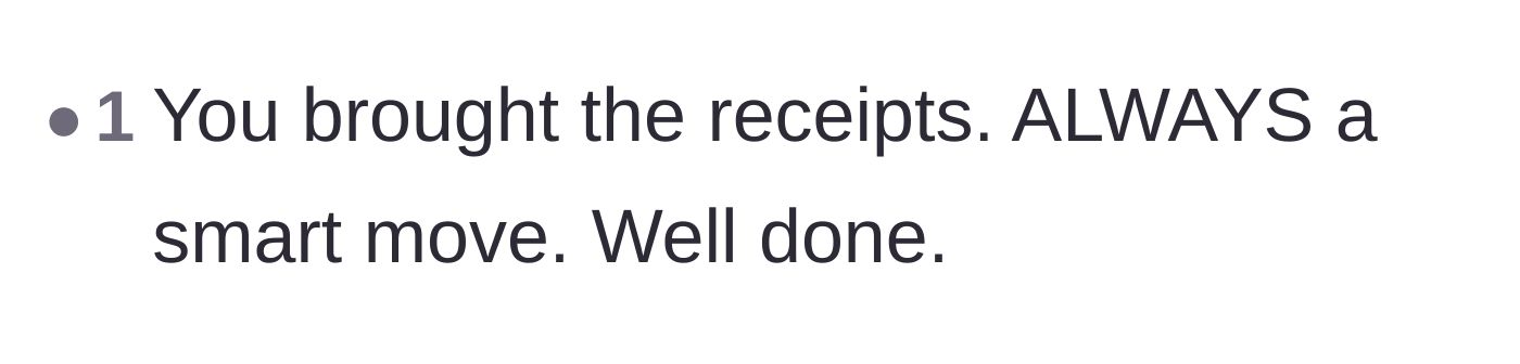 Comment thread 3 - Praise for the employee bringing concrete, irrefutable evidence to the disciplinary meeting.