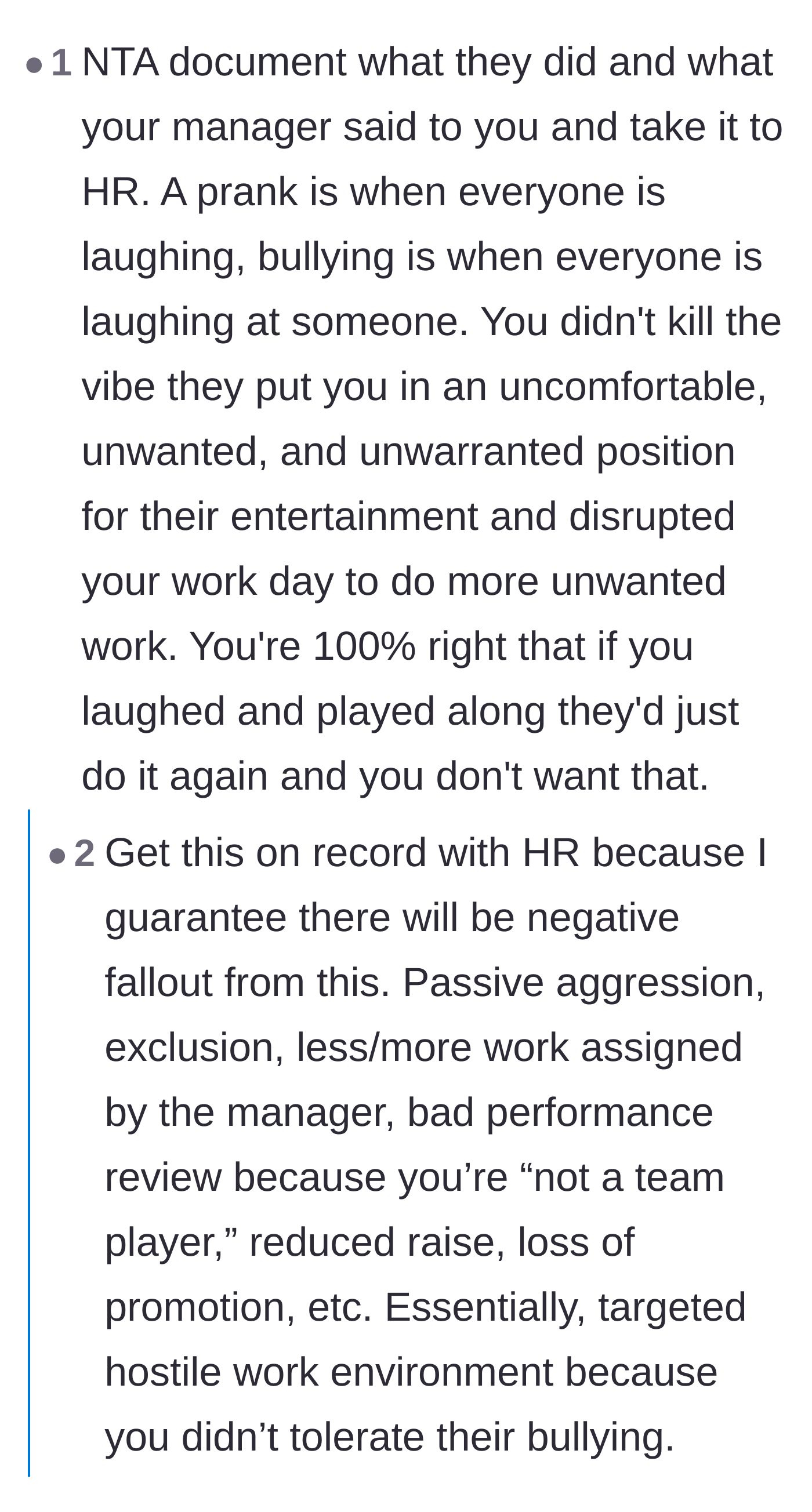 Comment thread 4 - Advice on reporting the incident to HR for hostile work environment and IT for a security breach