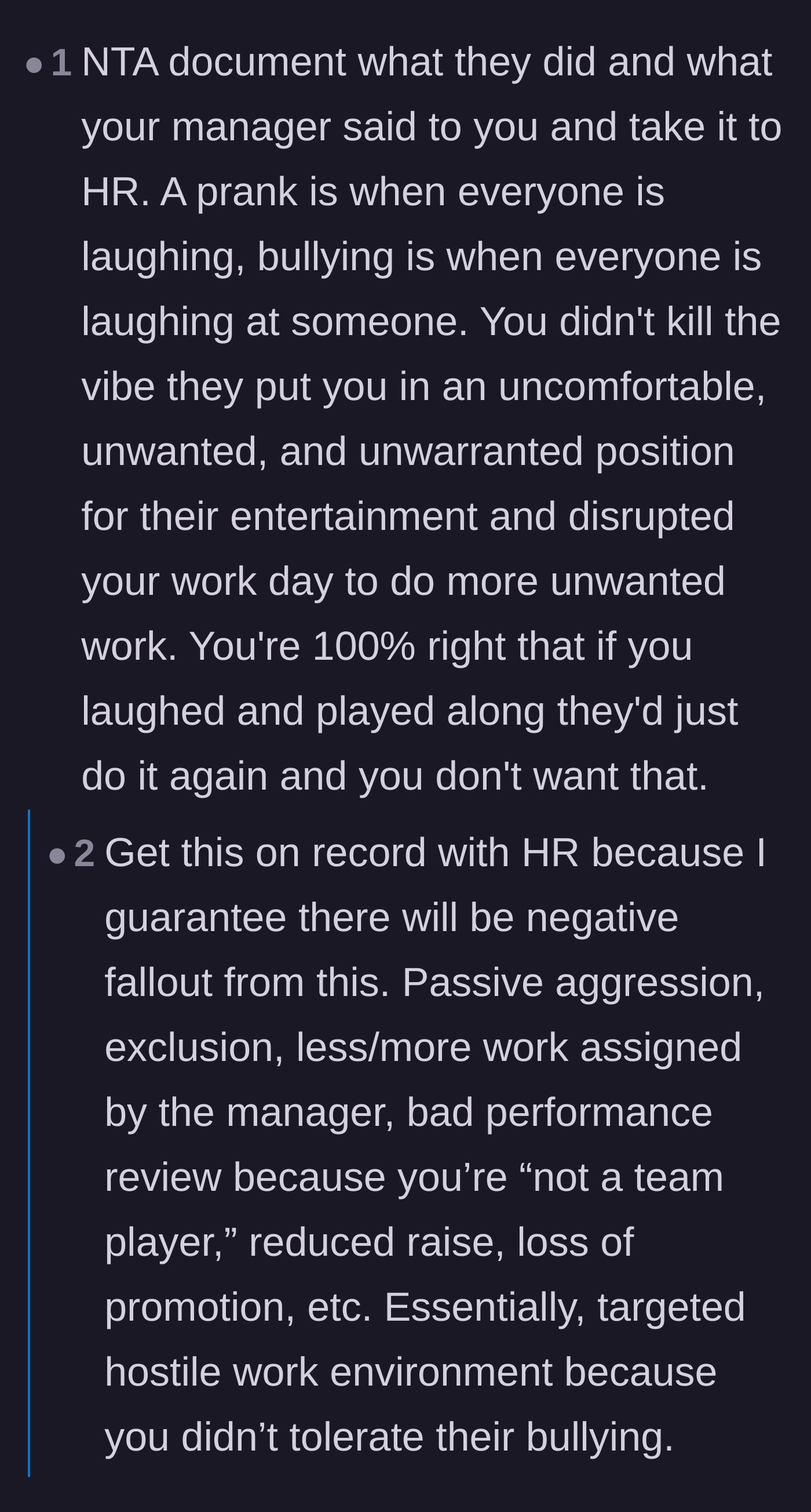 Comment thread 4 - Advice on reporting the incident to HR for hostile work environment and IT for a security breach
