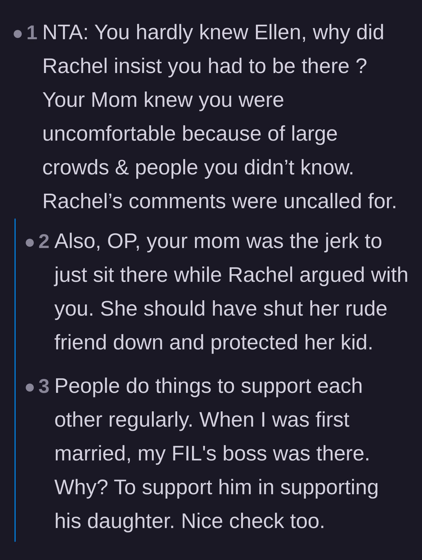 Comment thread 2 - Commenters calling out the mother for staying silent while her friend argued with her son.