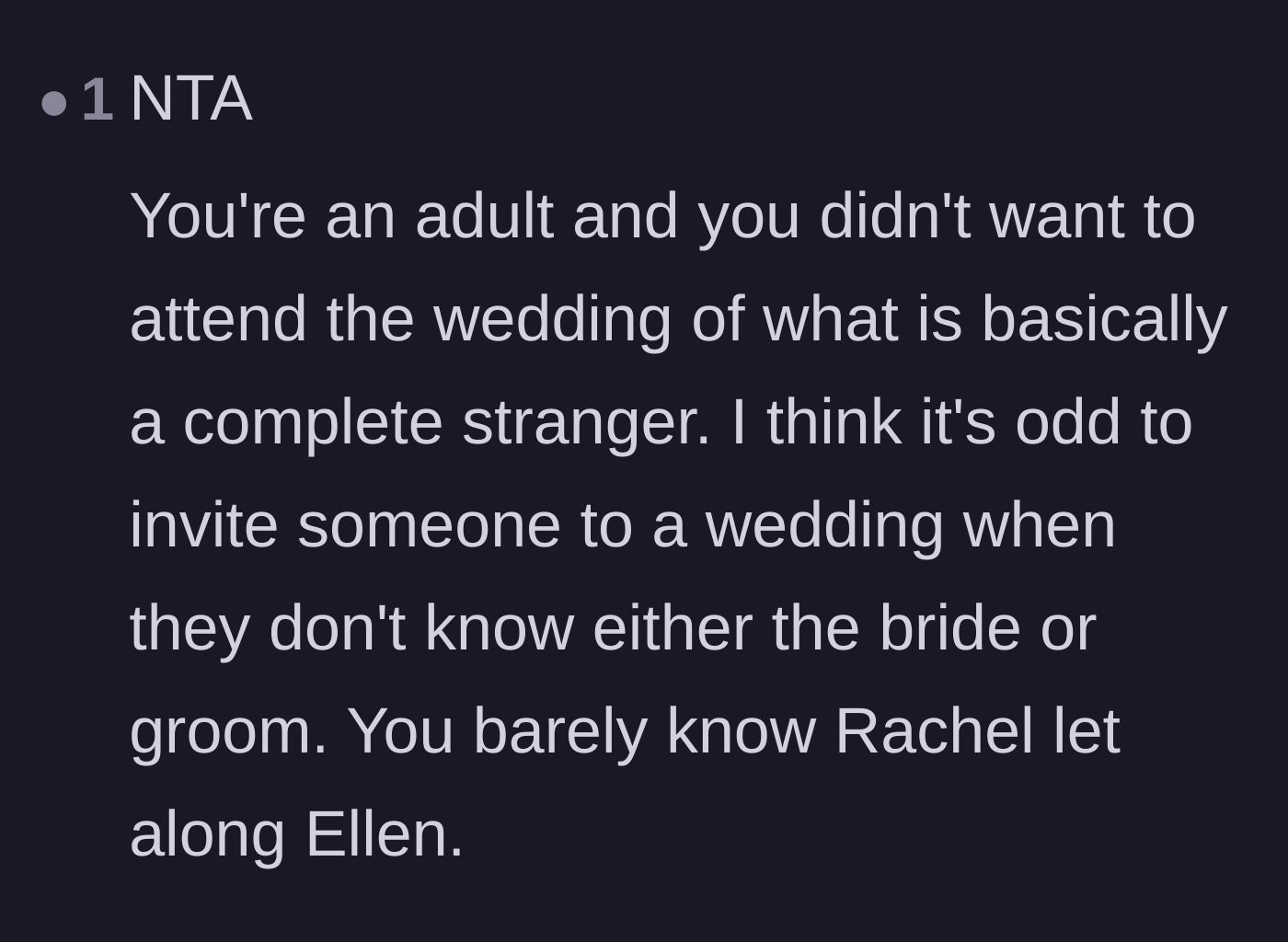 Comment thread 3 - Readers agreeing that it is incredibly bizarre to invite a complete stranger to a wedding.
