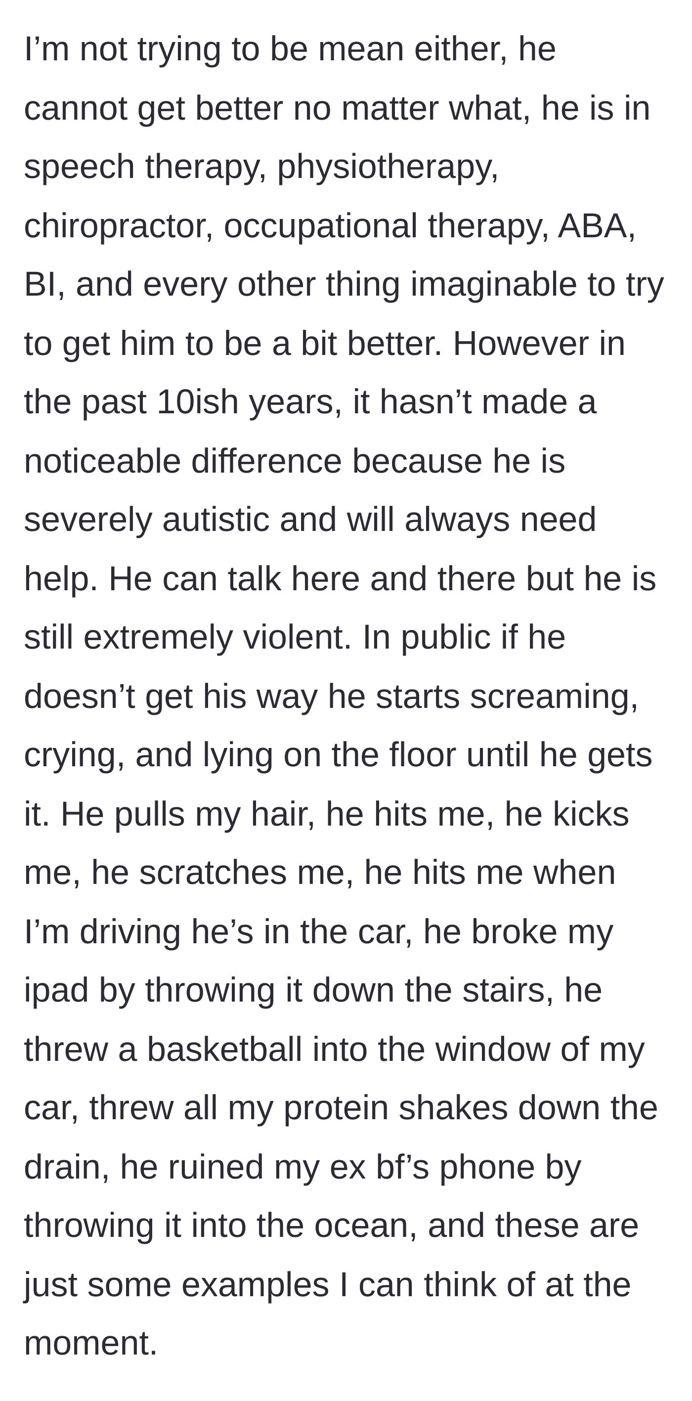 Story part 2 - A frustrated sister dealing with her brother's violent outbursts and broken personal items like an iPad and a phone.