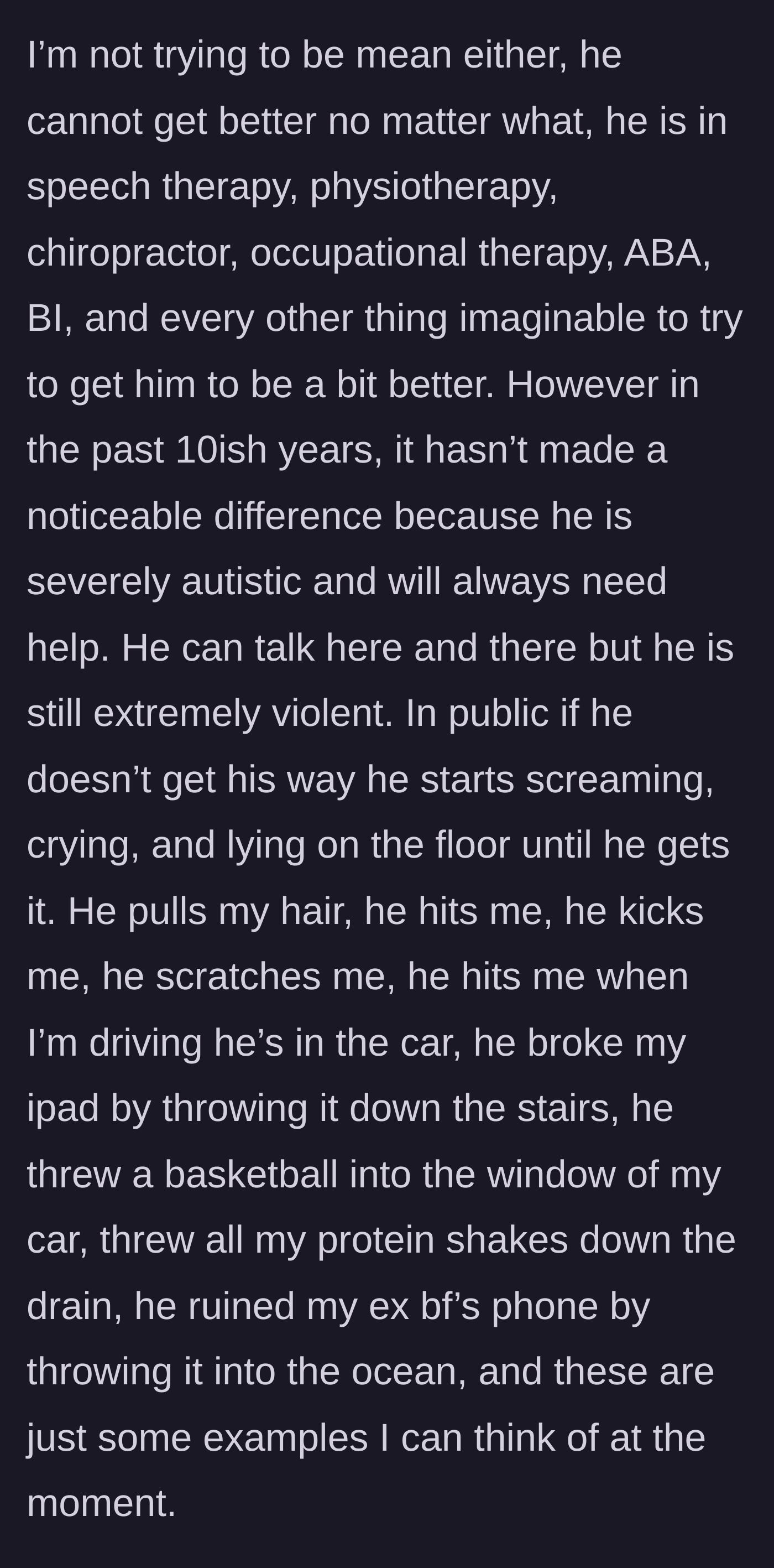Story part 2 - A frustrated sister dealing with her brother's violent outbursts and broken personal items like an iPad and a phone.