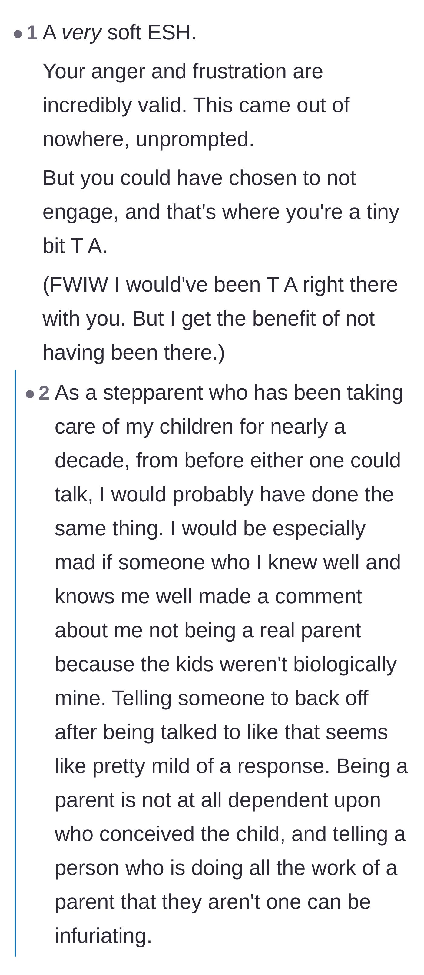 Comment thread 3 - An argument over whether it's better to ignore social media trolls or stand up for yourself against child-free shaming.