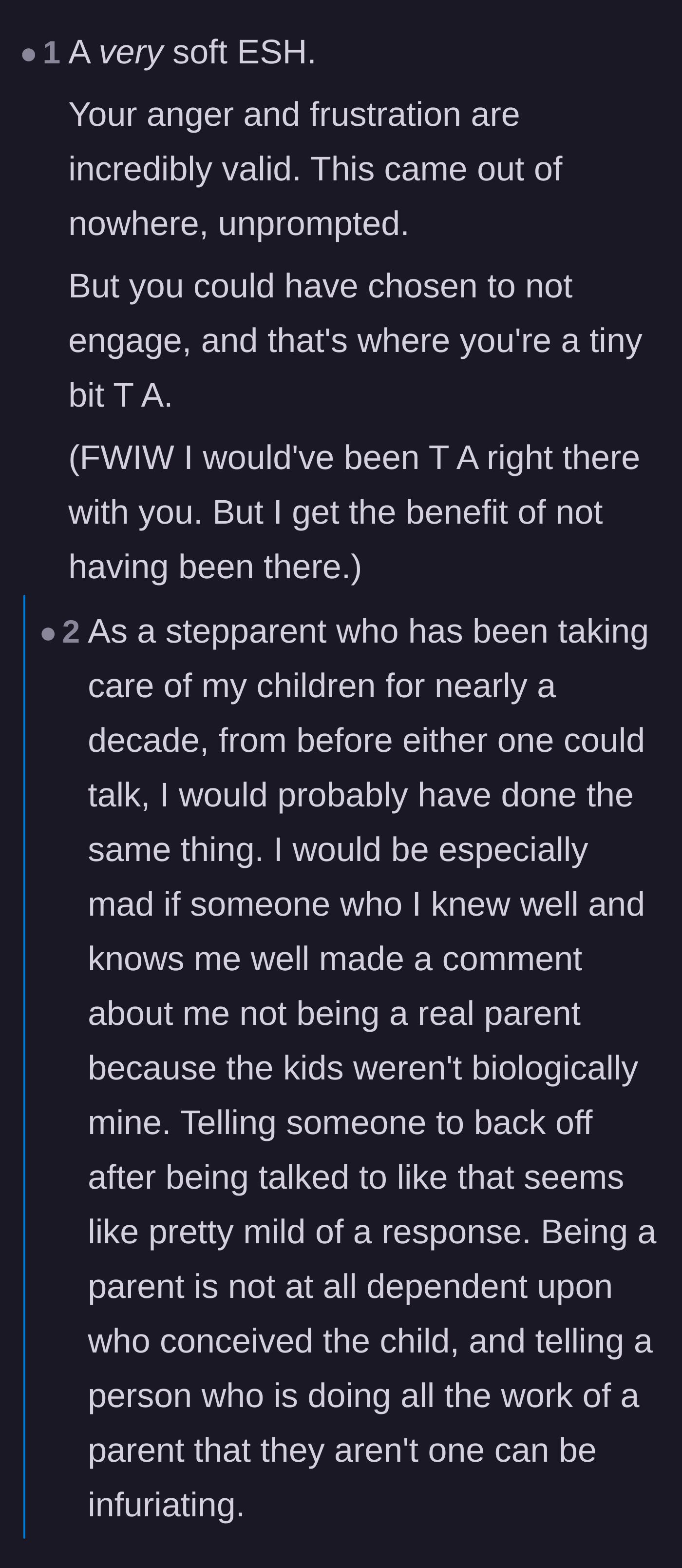 Comment thread 3 - An argument over whether it's better to ignore social media trolls or stand up for yourself against child-free shaming.