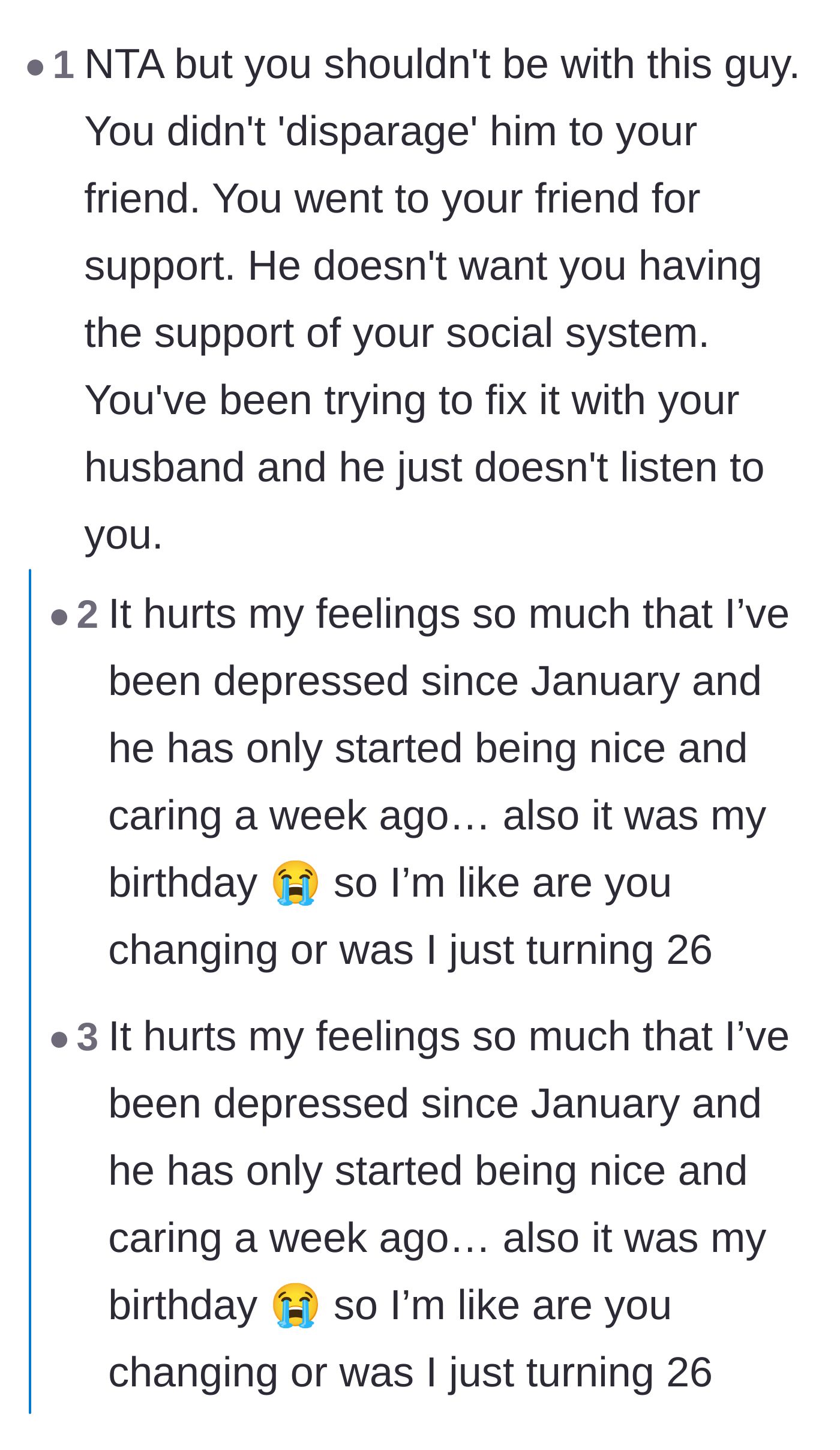 Comment thread 3 - Warnings about sudden behavioral changes and the cycle of abuse