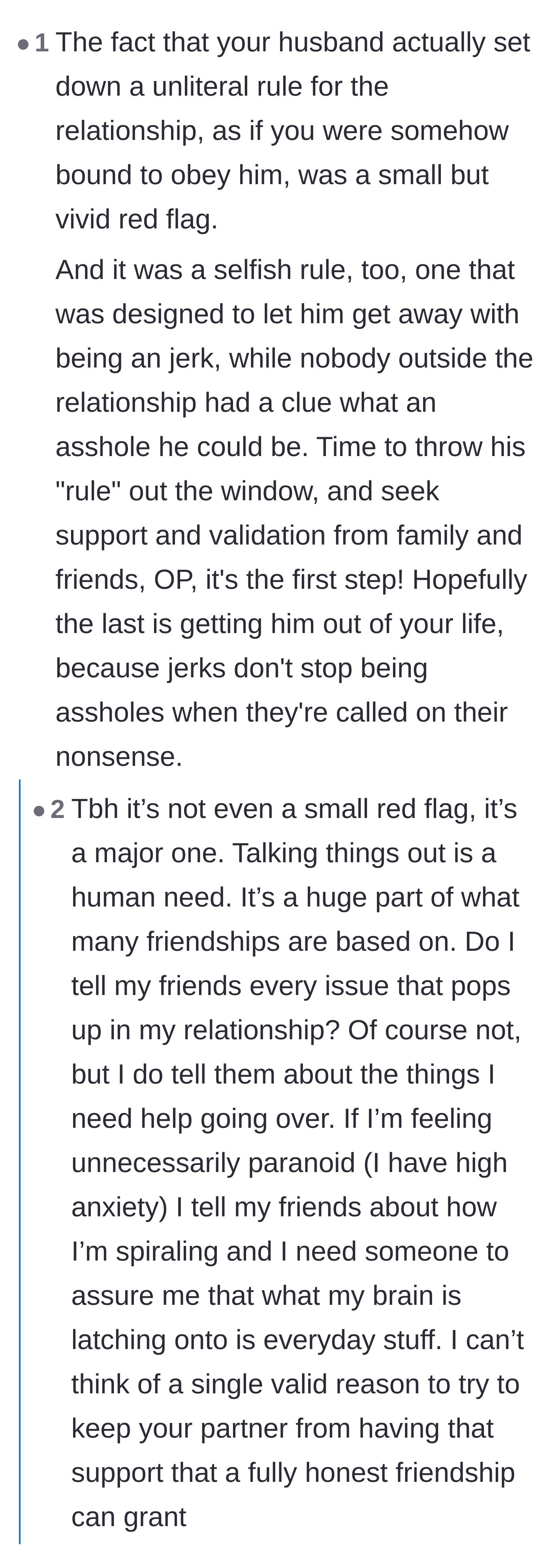 Comment thread 5 - Outrage over the husband policing the wife's private journal entries on her phone