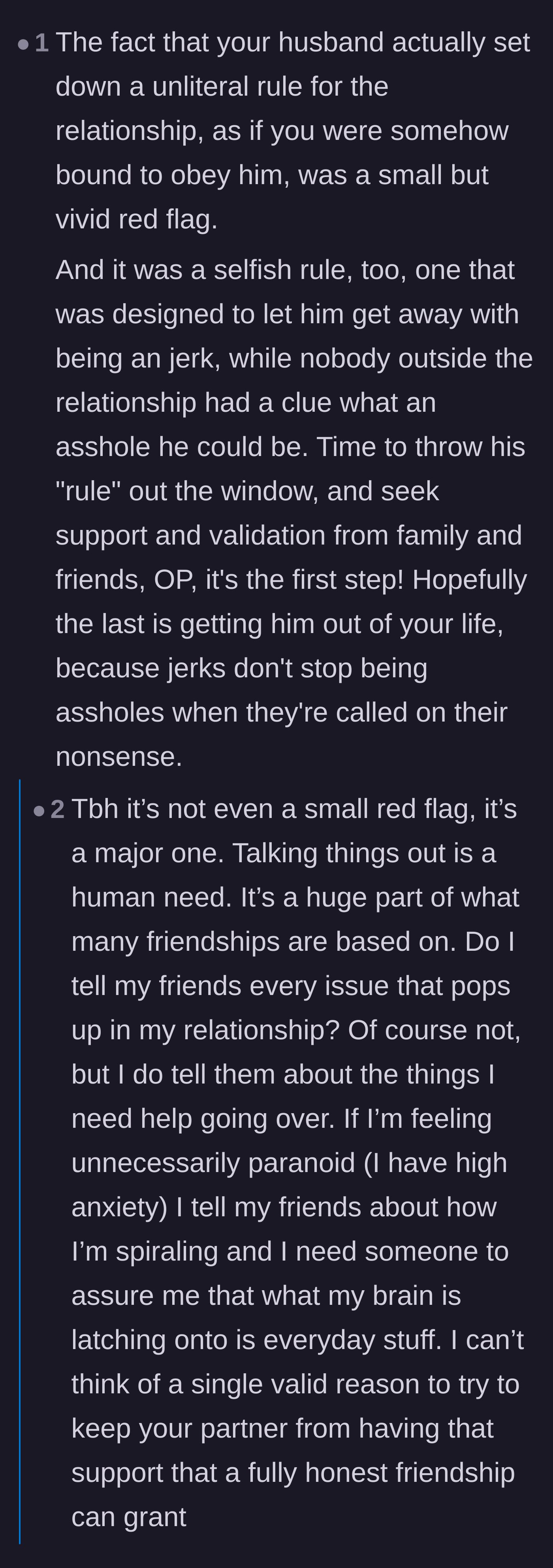 Comment thread 5 - Outrage over the husband policing the wife's private journal entries on her phone
