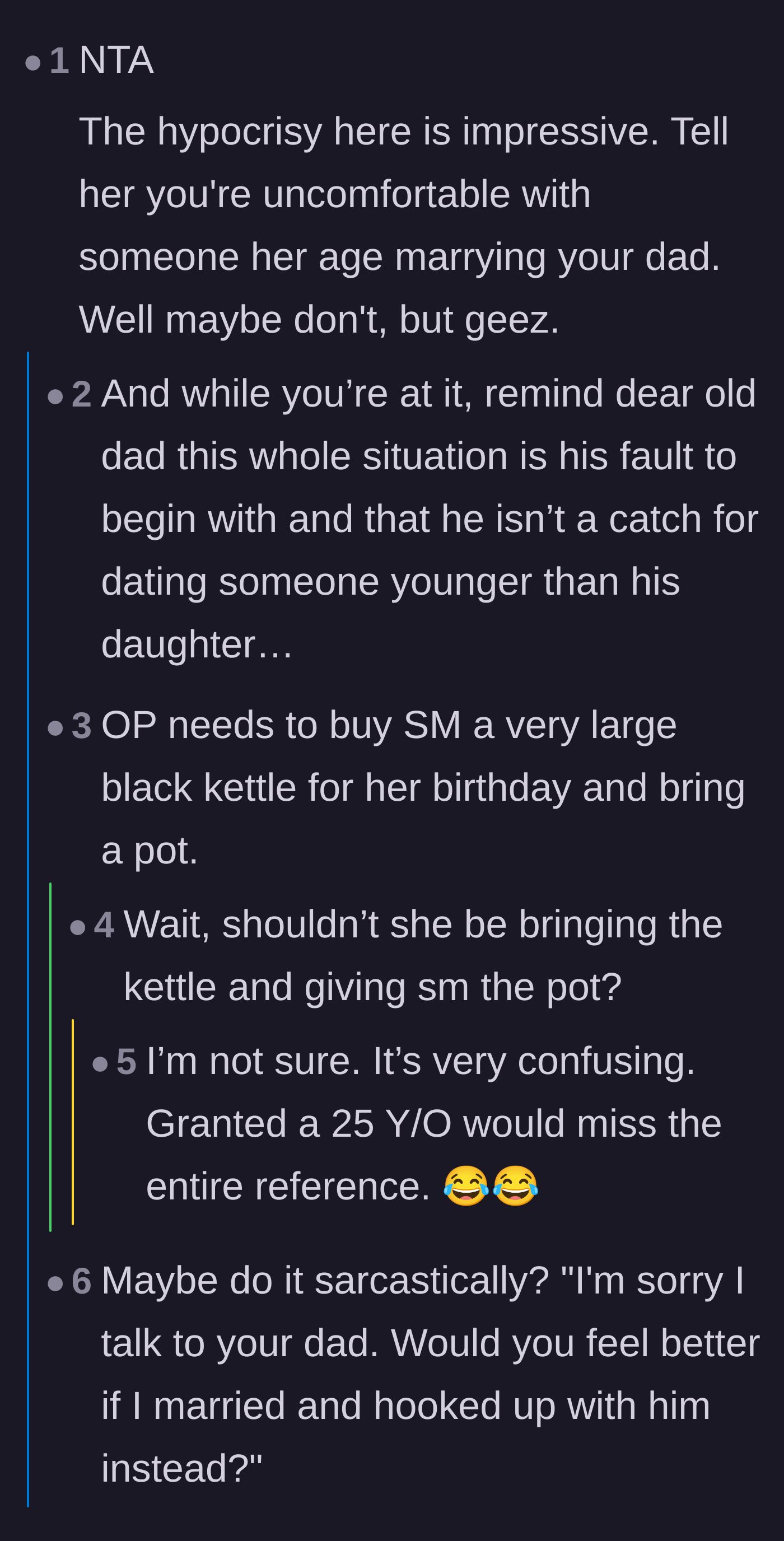 Comment thread 3 - Commenters suggesting the main character call out the stepmother's own inappropriate age gap.