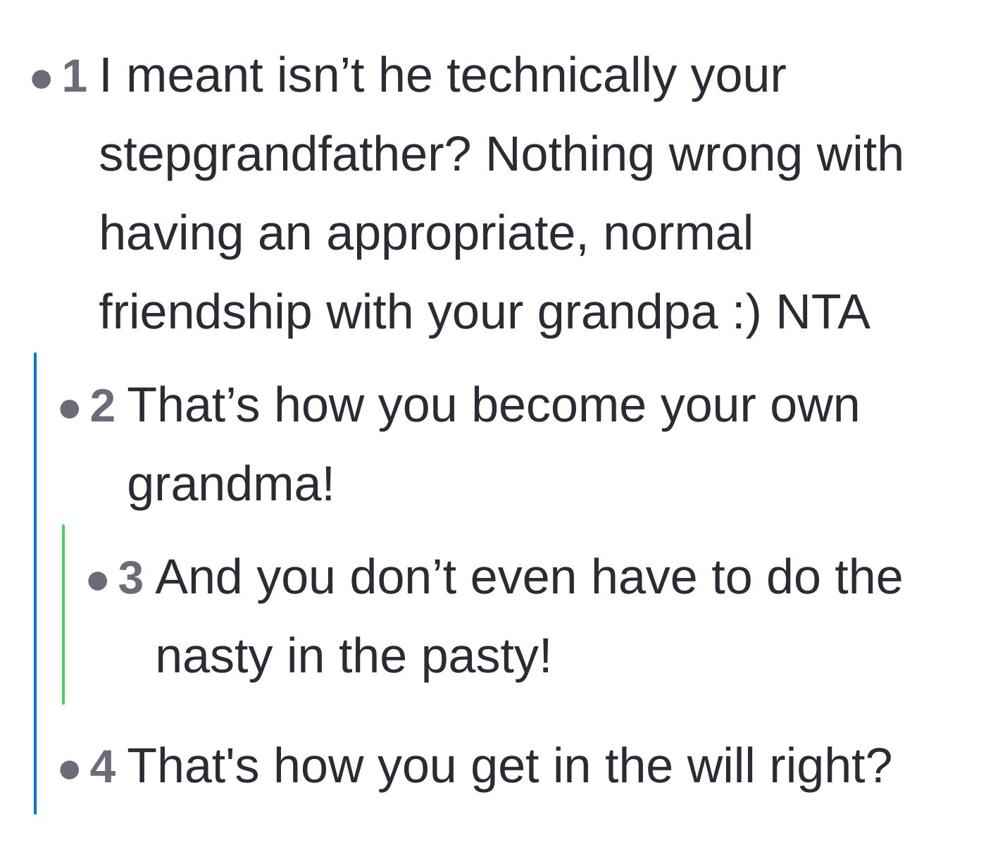 Comment thread 4 - Jokes about treating the 52-year-old man like an elderly grandfather.