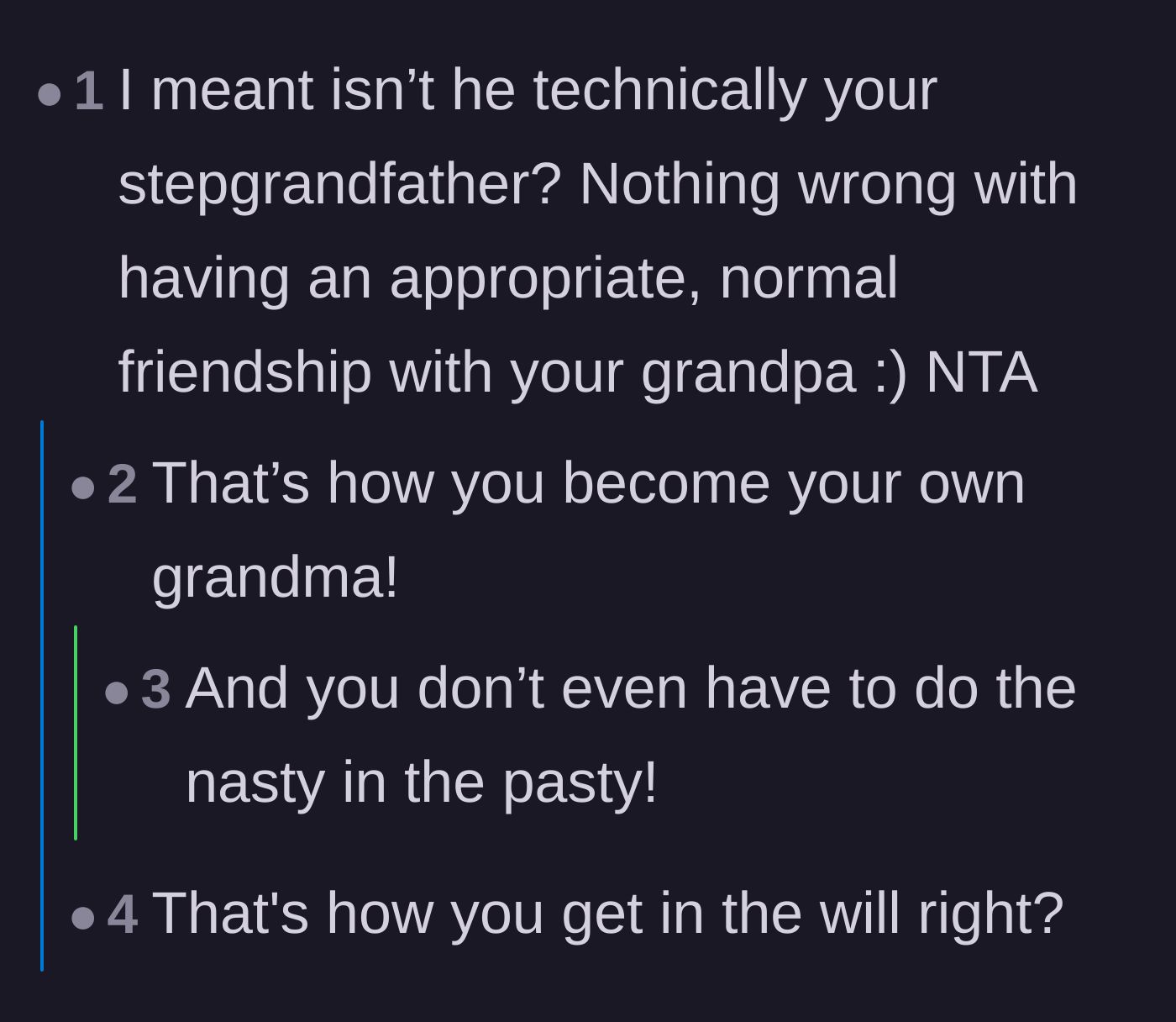 Comment thread 4 - Jokes about treating the 52-year-old man like an elderly grandfather.