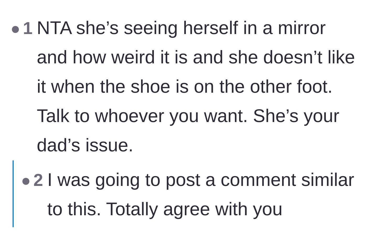 Comment thread 5 - A user explaining that the stepmother is projecting her own uncomfortable reality.