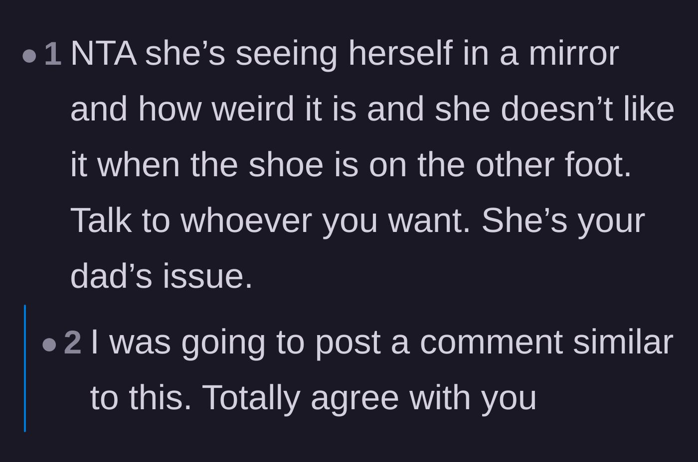 Comment thread 5 - A user explaining that the stepmother is projecting her own uncomfortable reality.