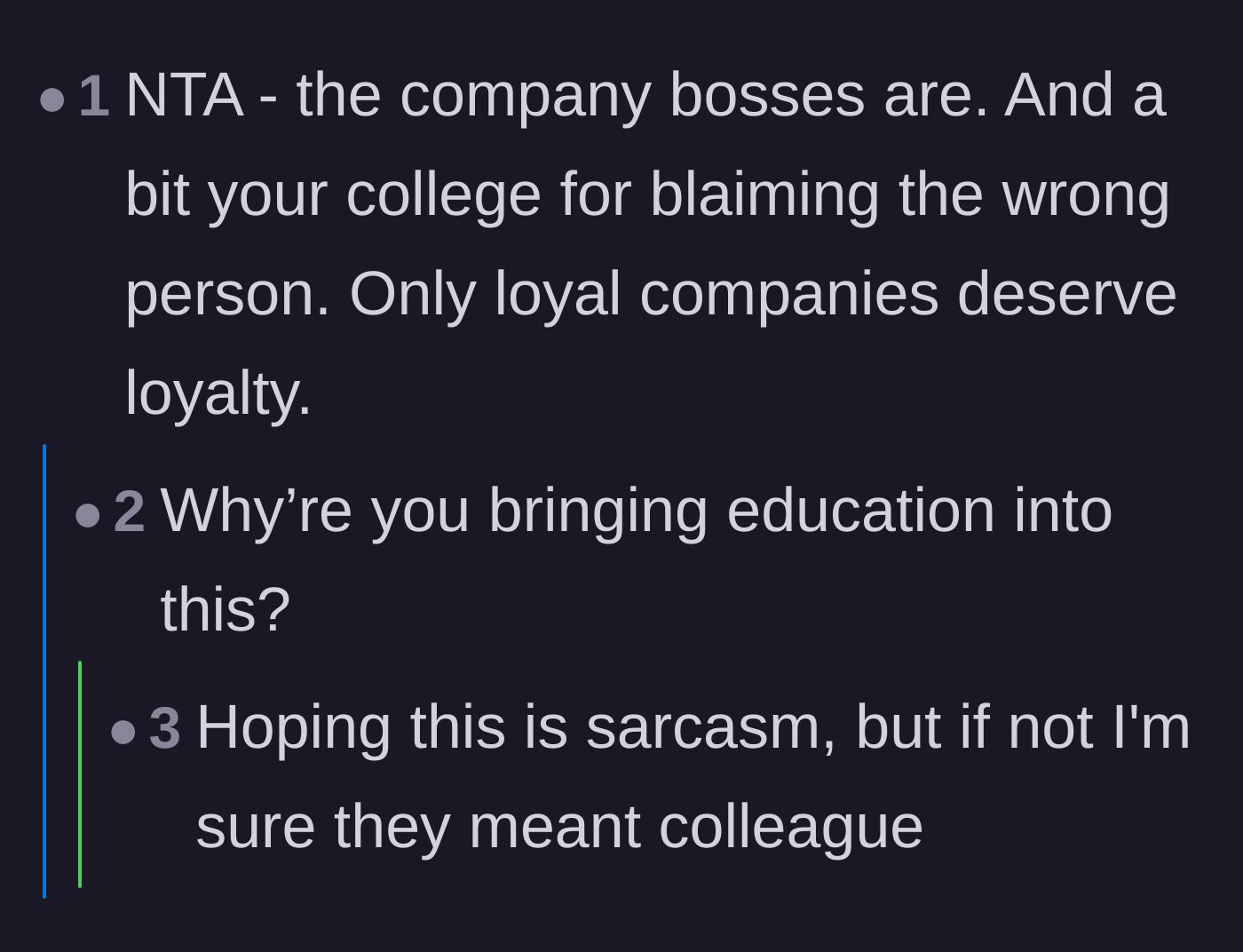 Comment thread 6 - A reminder that loyalty is a two-way street that starts with the employer.