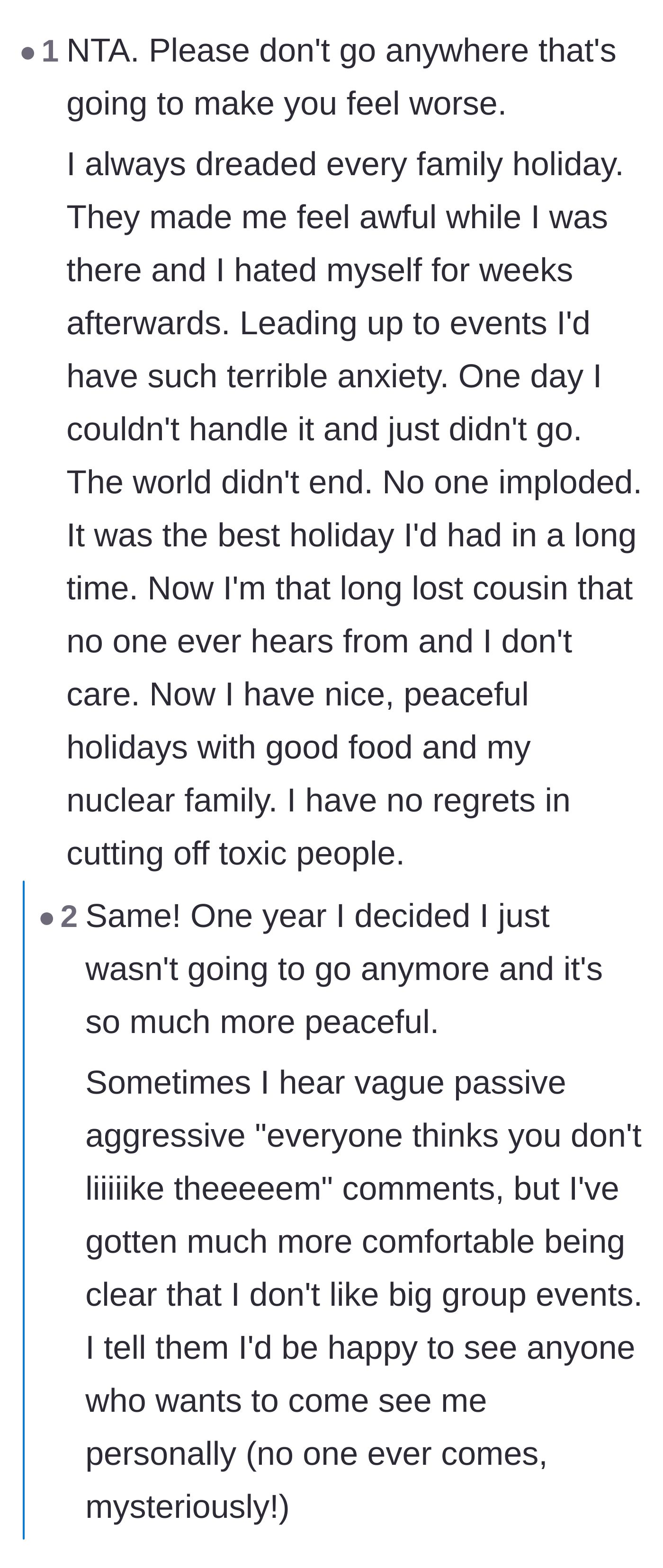 Comment thread 4 - Stories of finding peace by choosing to become the distant, long-lost relative
