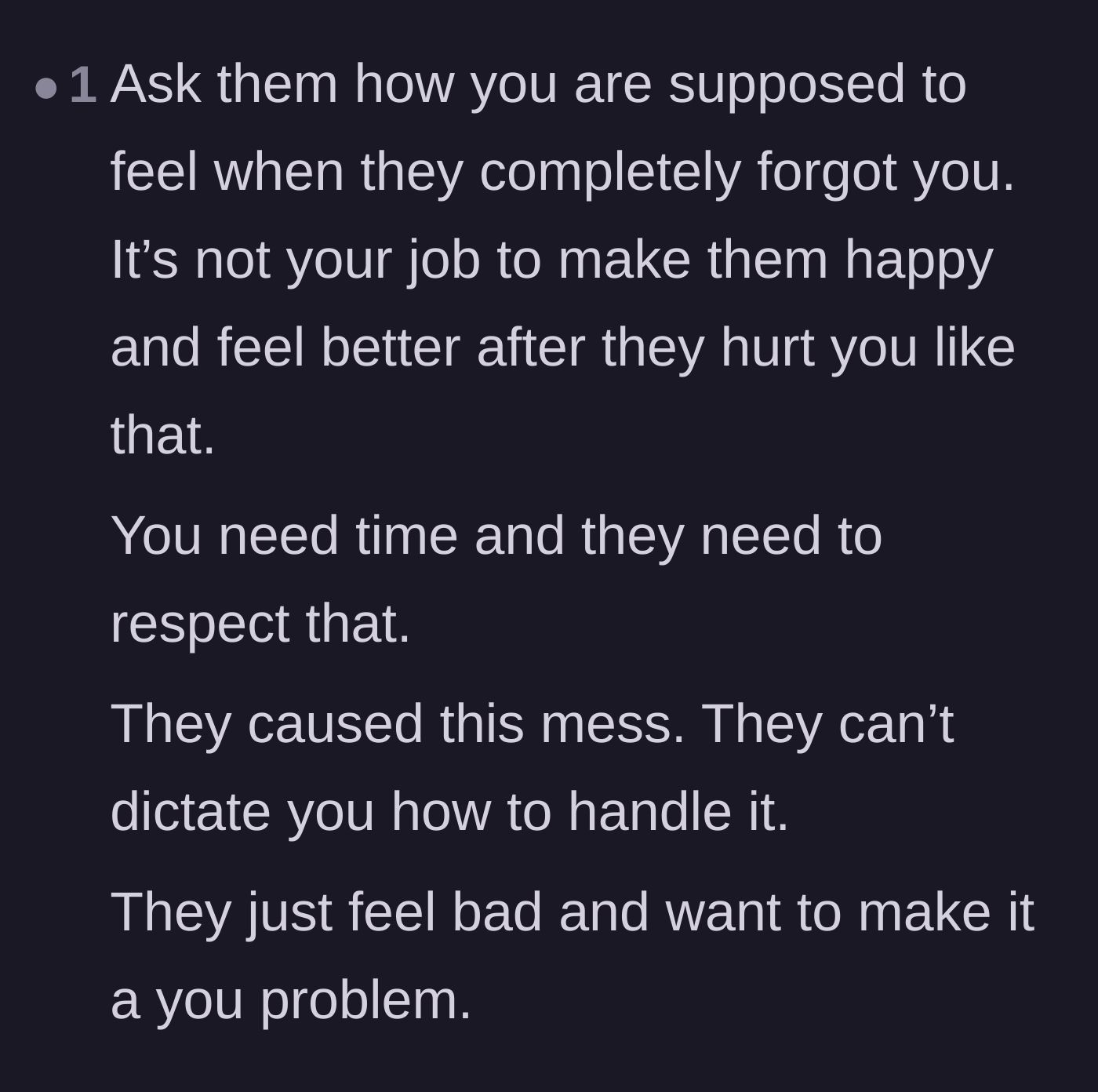 Comment thread 6 - Advice on telling the family to manage their own guilt instead of making it OP's problem