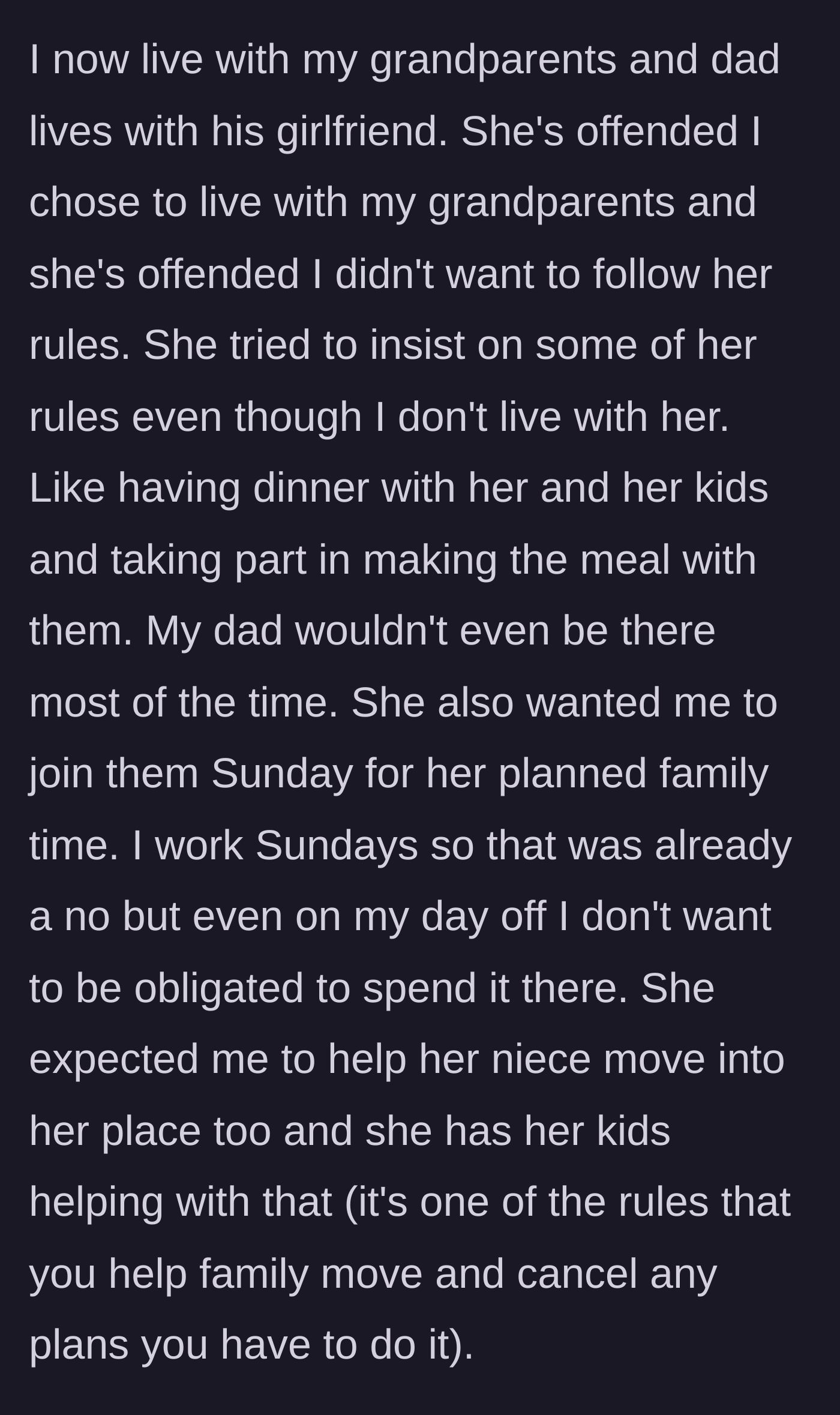Story part 4 - The new girlfriend acts deeply offended and repeatedly attempts to enforce her strict rules on the teenager from afar.