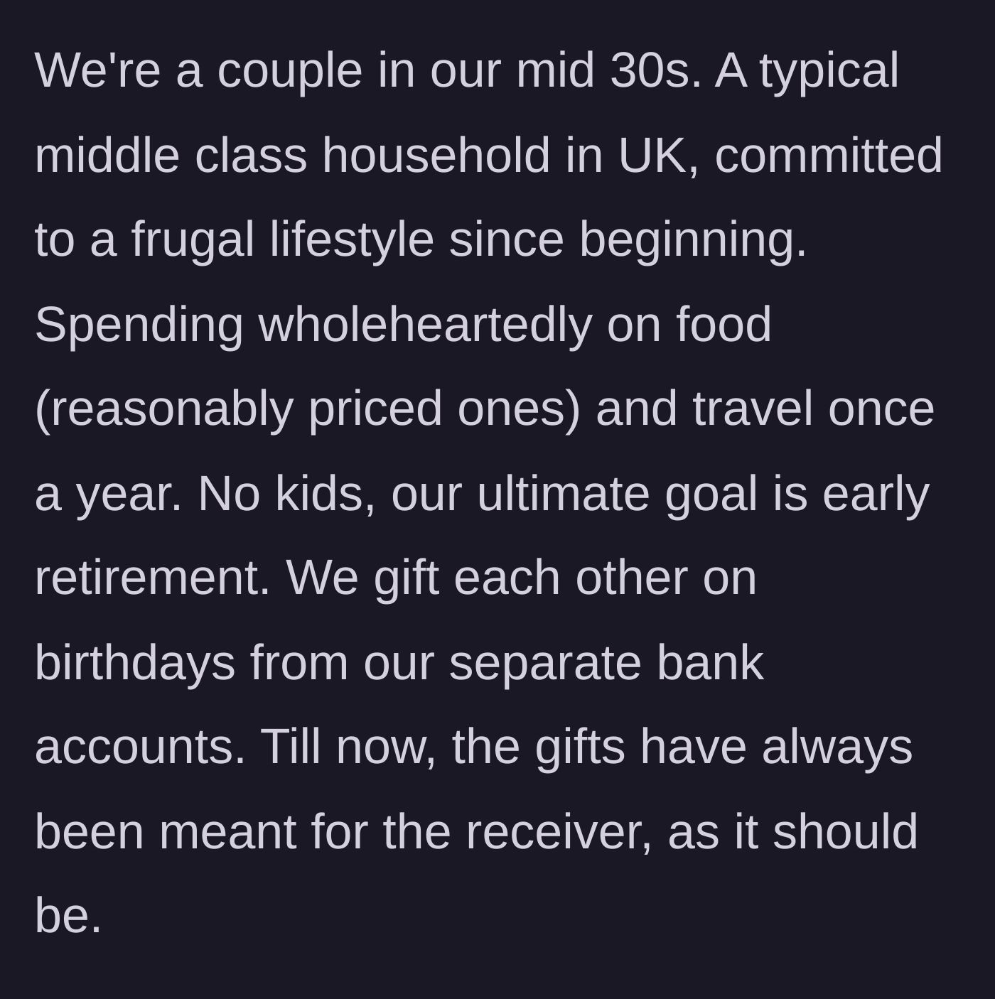 Story part 1 - A couple sitting at a dining table reviewing their monthly budget spreadsheet and savings goals.