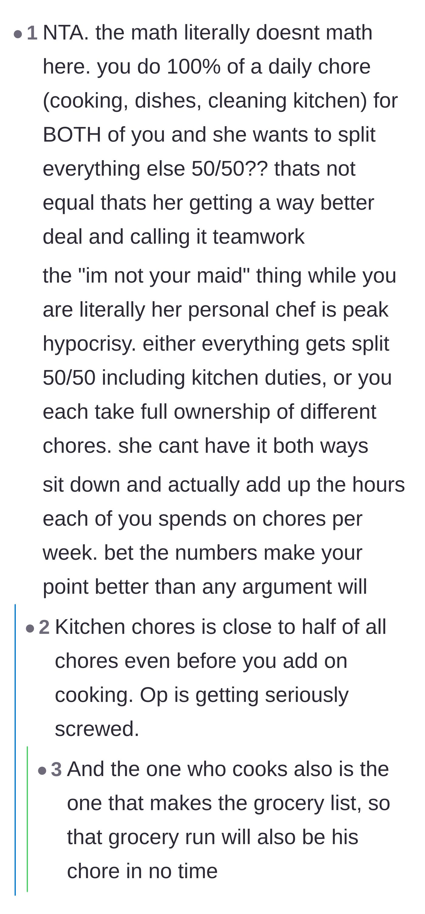 Comment thread 6 - Breaking down the actual hours spent on chores and proving the math doesn't work.