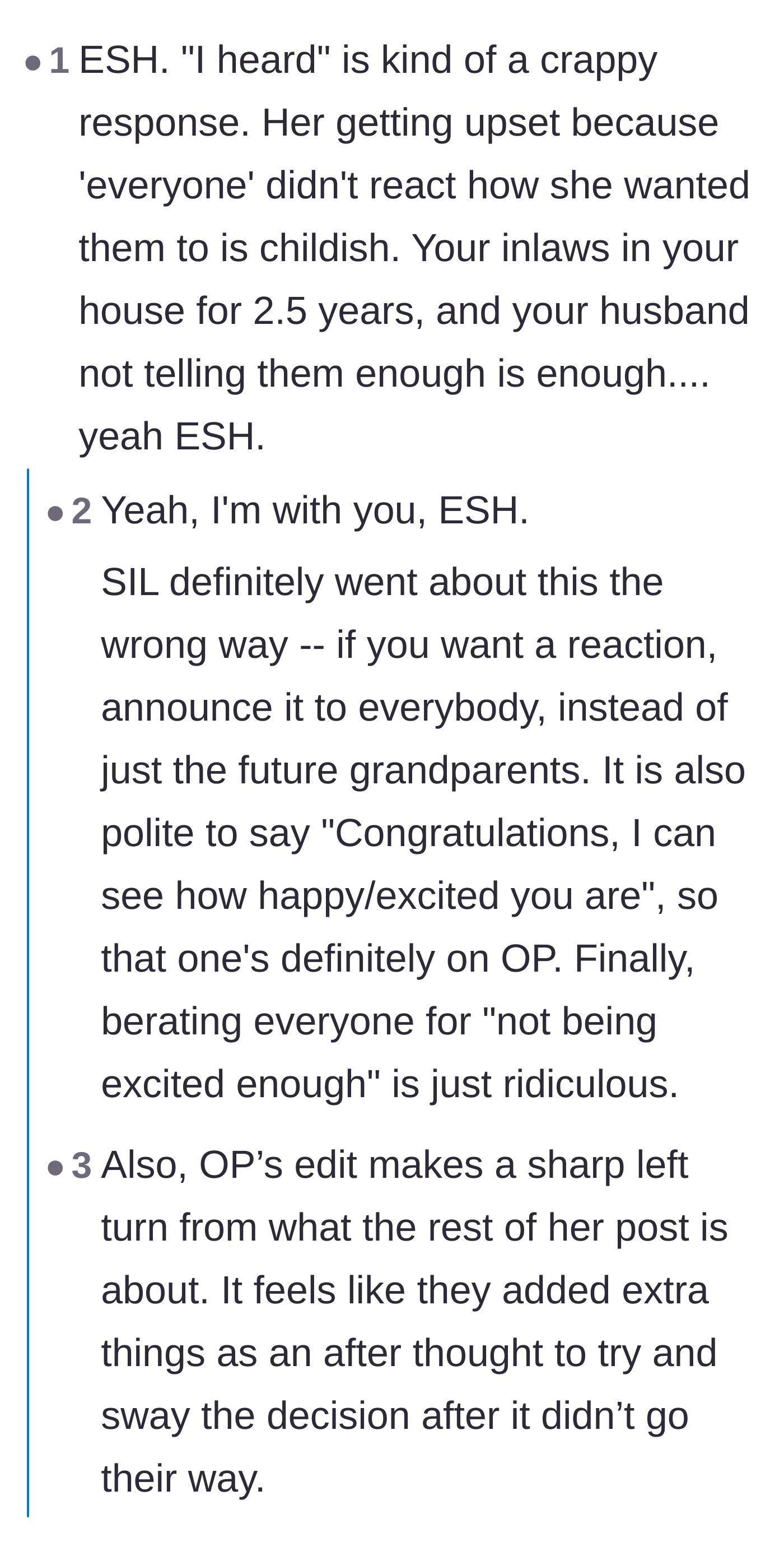 Comment thread 1 - Calling out everyone's bad behavior and the suspicious edit about the in-laws